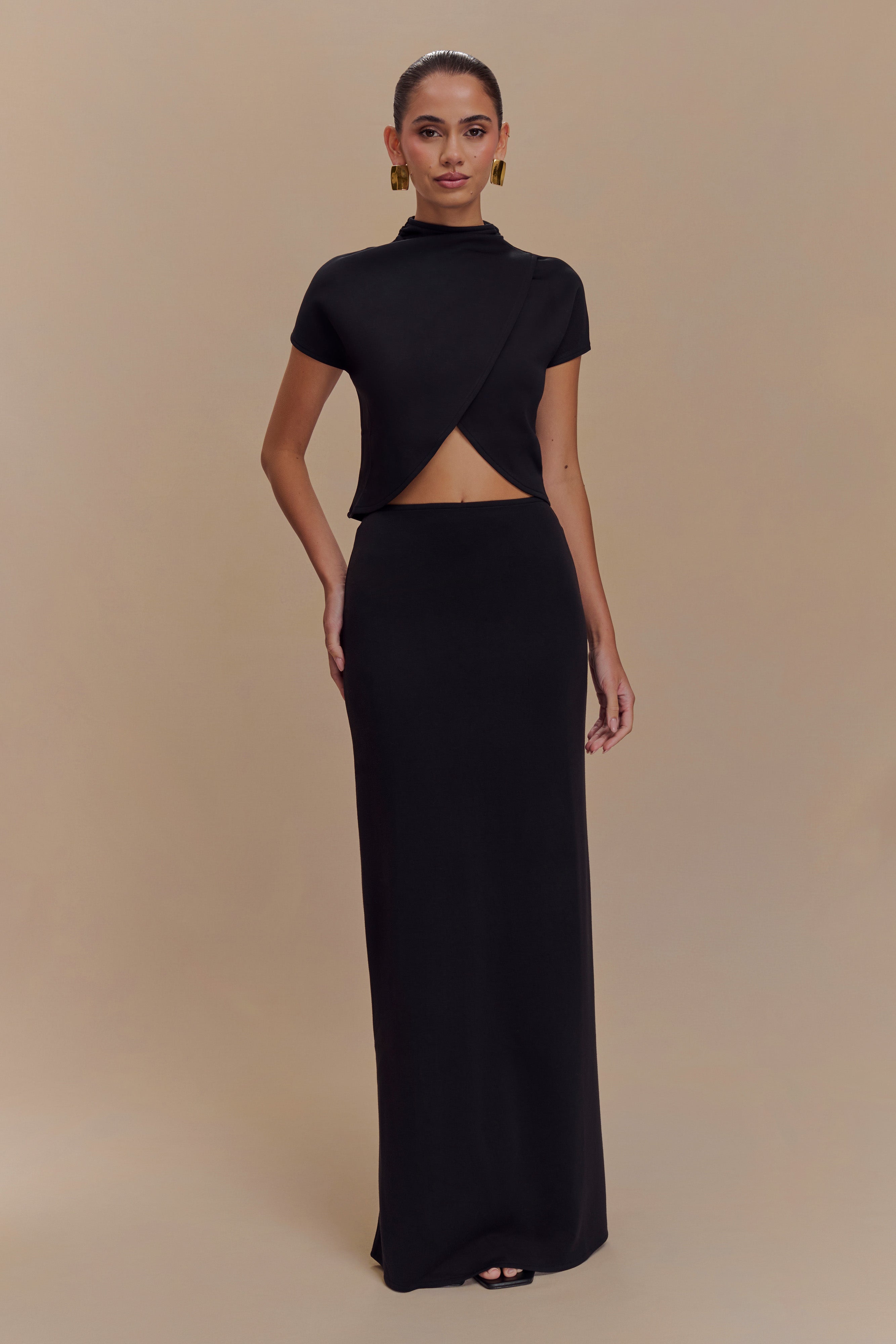 Levauro  Eris Scuba Jersey Maxi Etek - Siyah