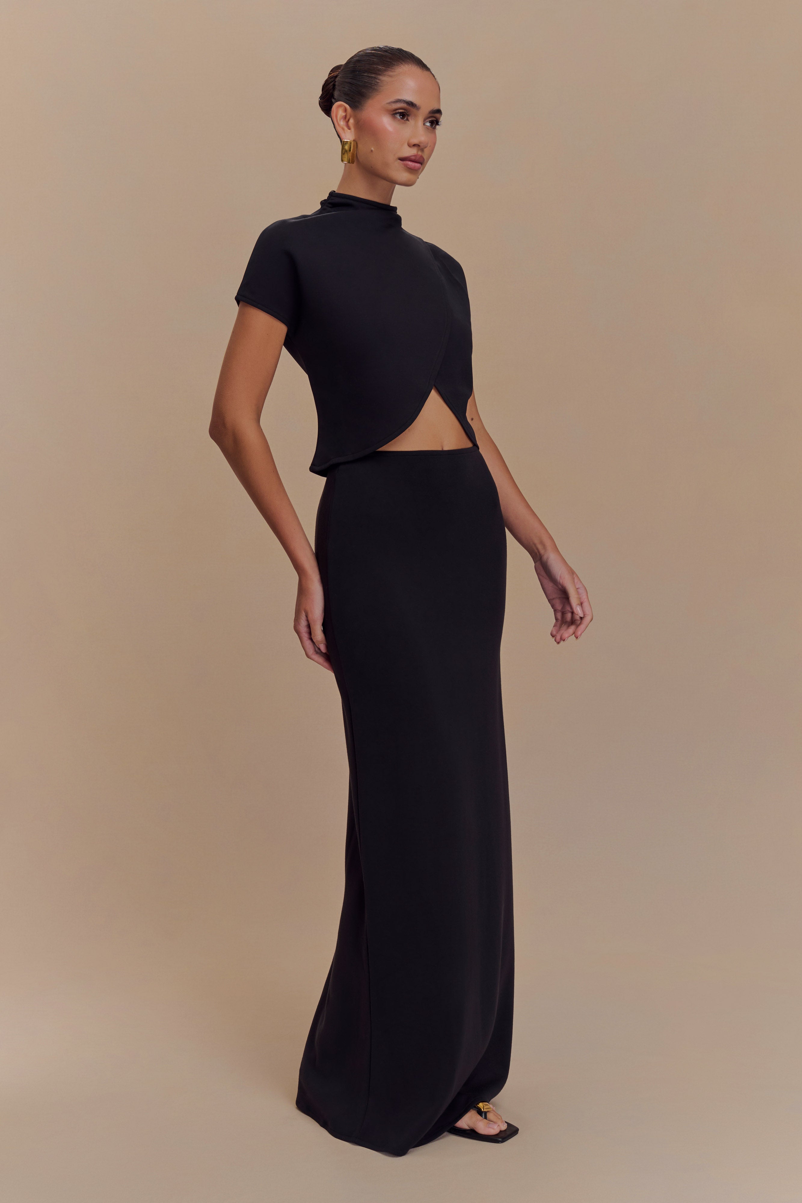 Levauro  Eris Scuba Jersey Maxi Etek - Siyah