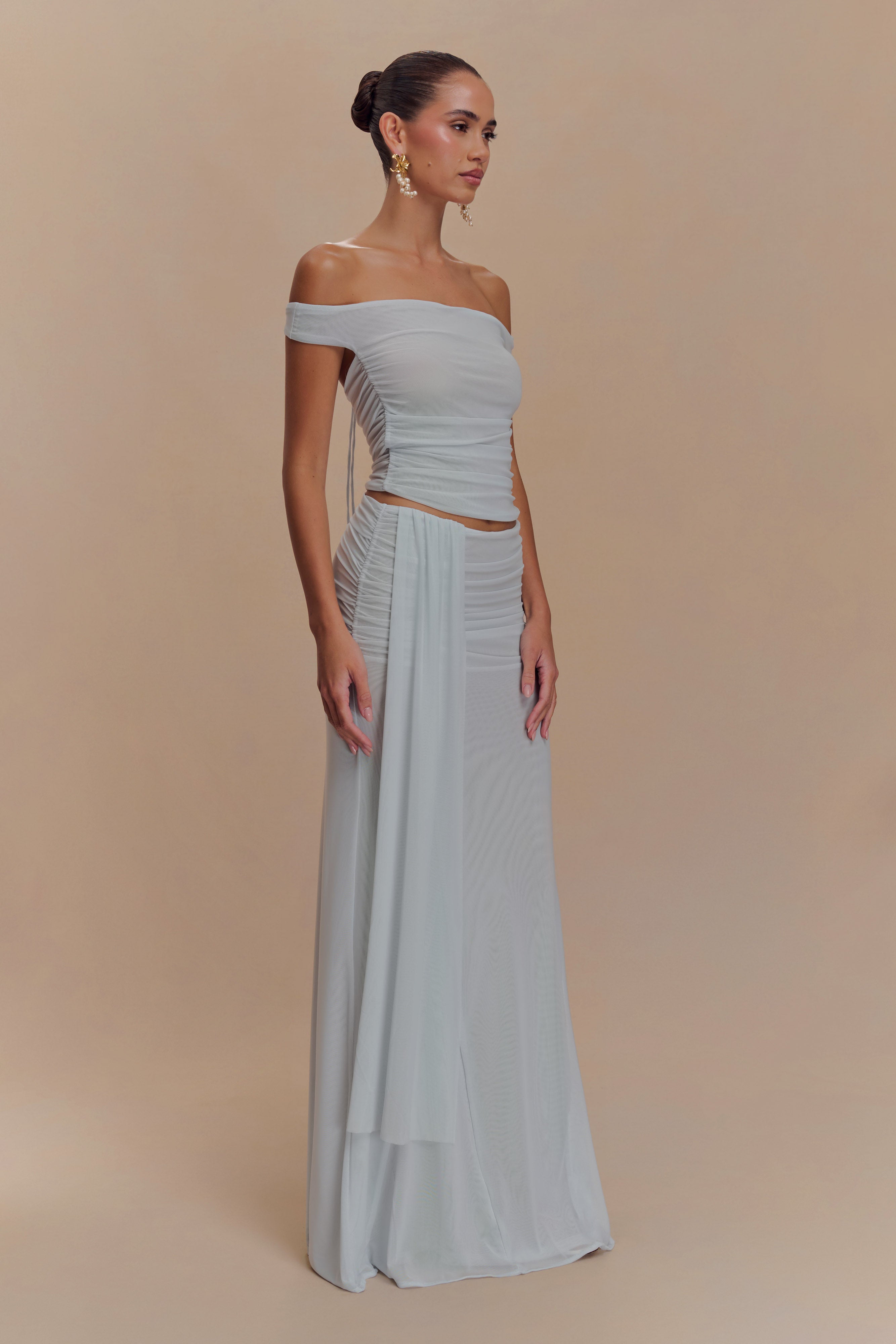 Levauro Brooklyn File Crop Top - Soluk Mavi