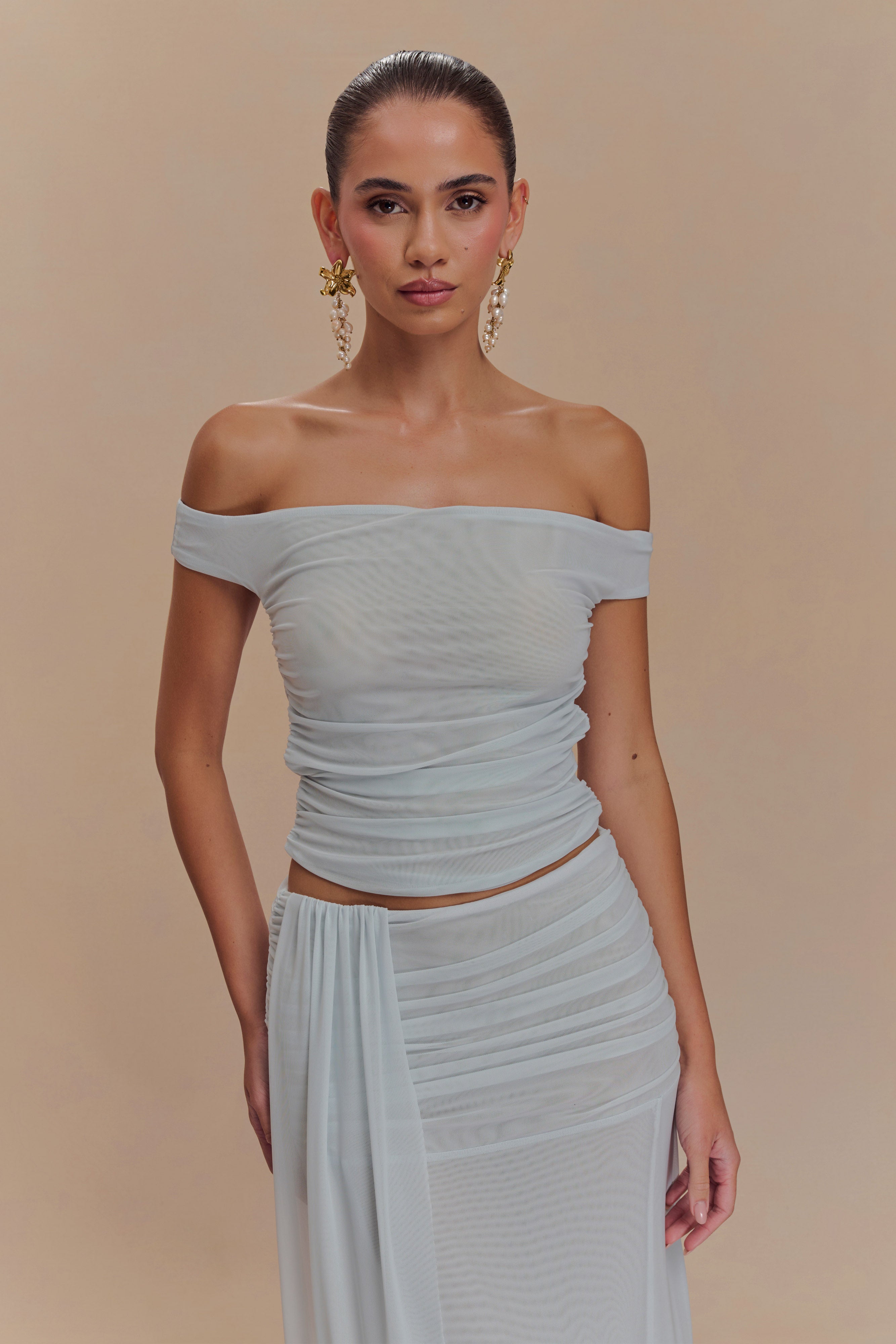 Levauro Brooklyn File Crop Top - Soluk Mavi