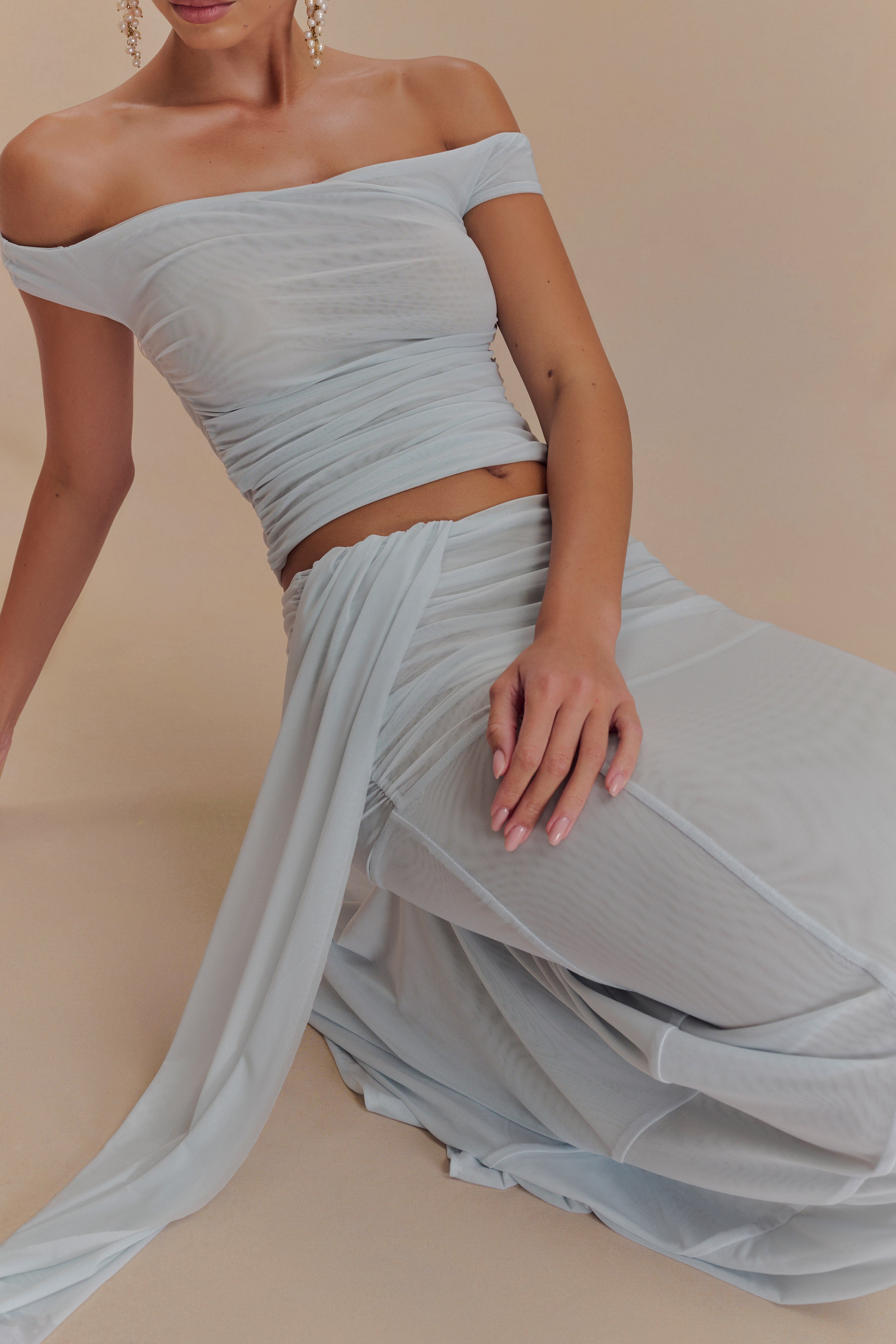 Levauro Brooklyn File Crop Top - Soluk Mavi