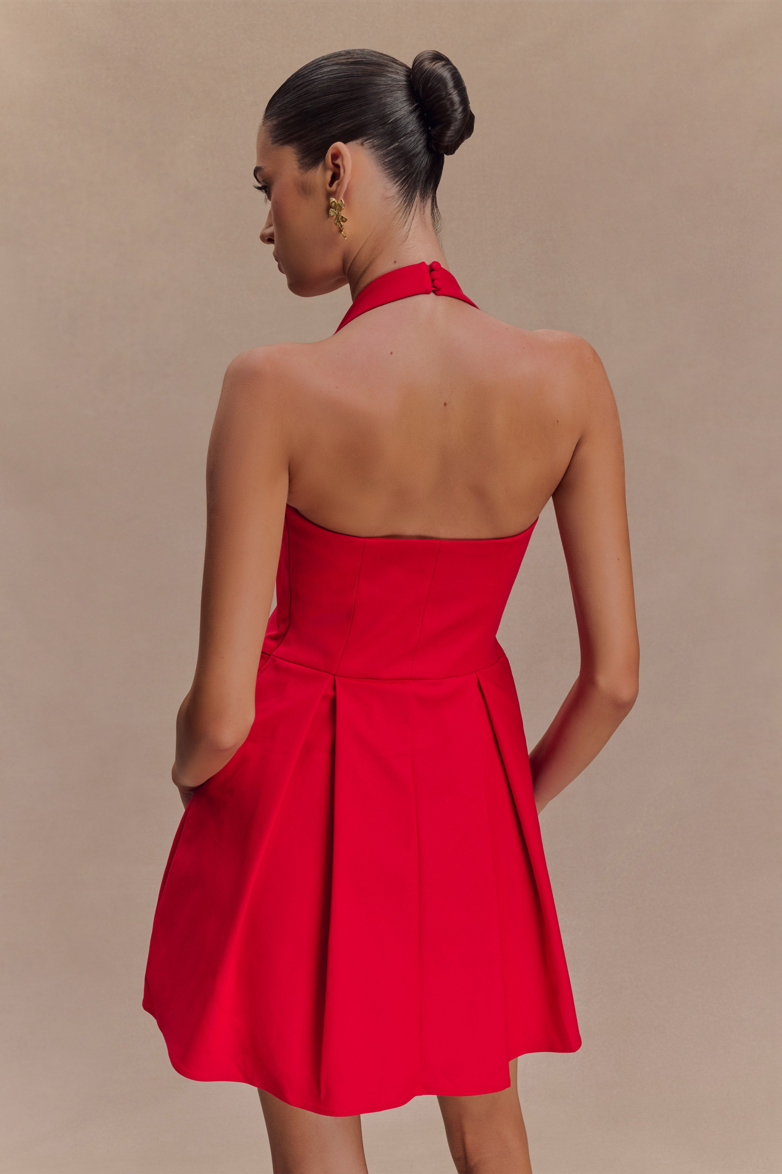 Levauro Julia Halter Mini Elbise - Kırmızı