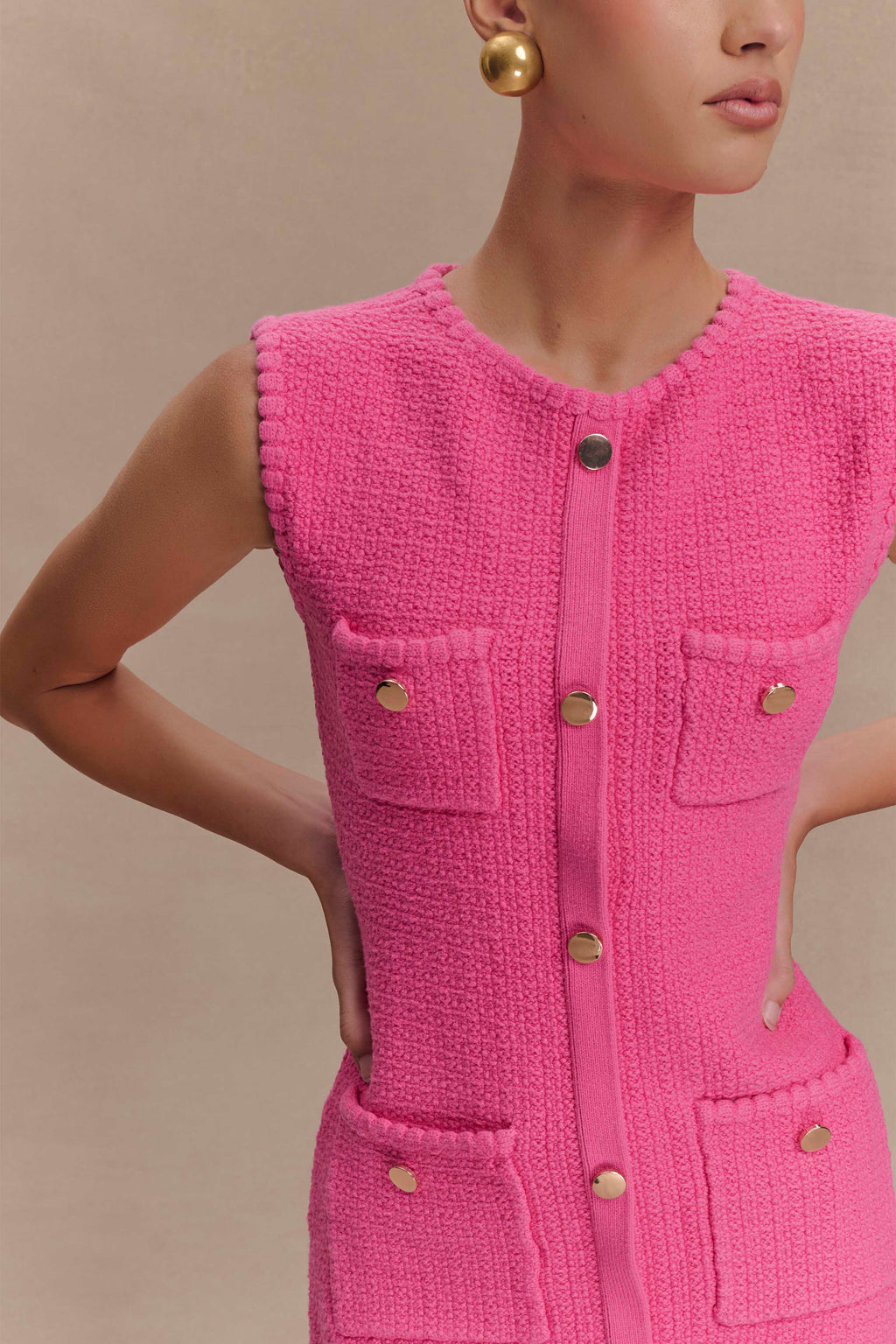 Levauro Mia Triko Mini Elbise - Pembe