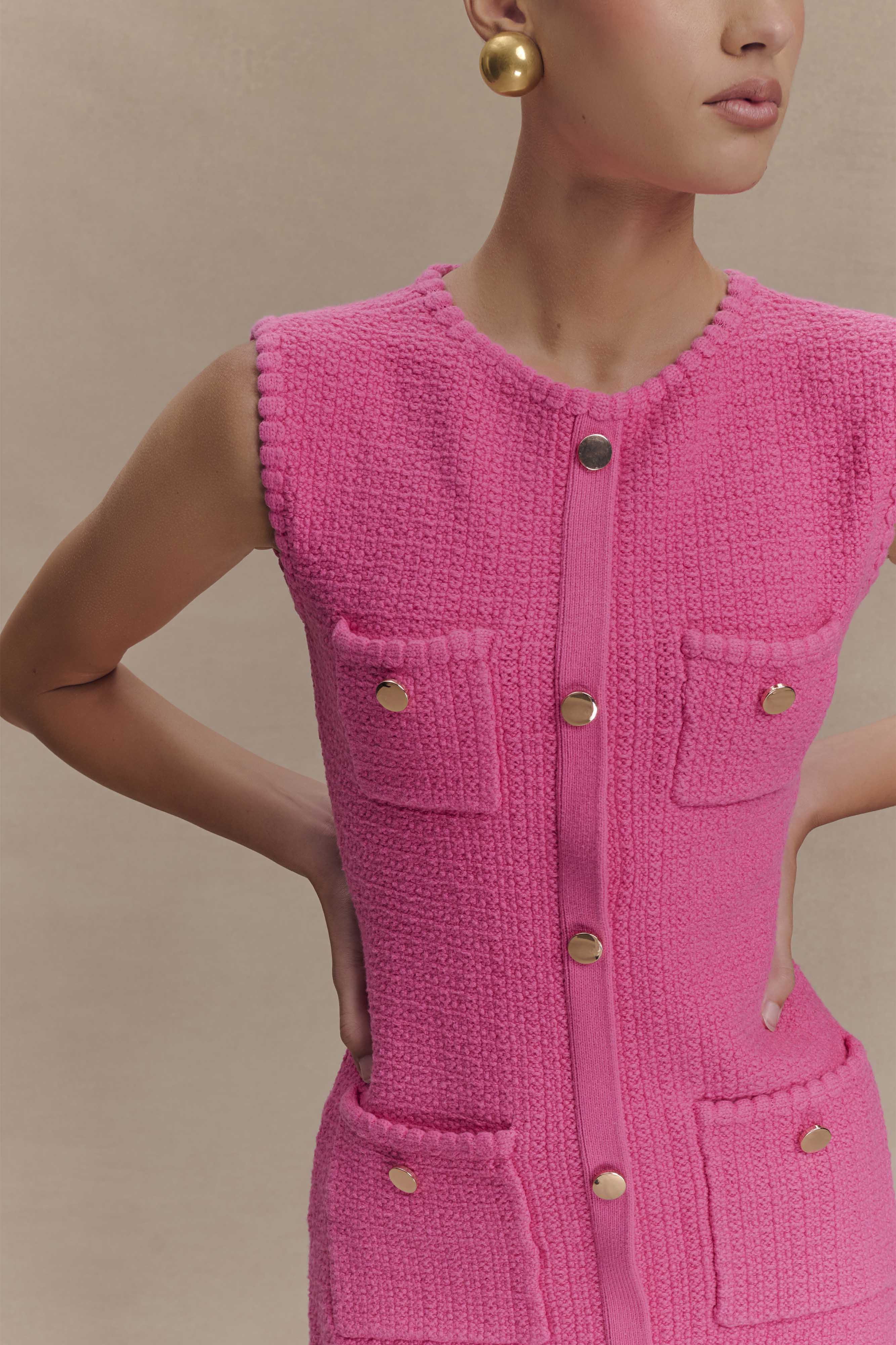 Levauro Mia Triko Mini Elbise - Pembe