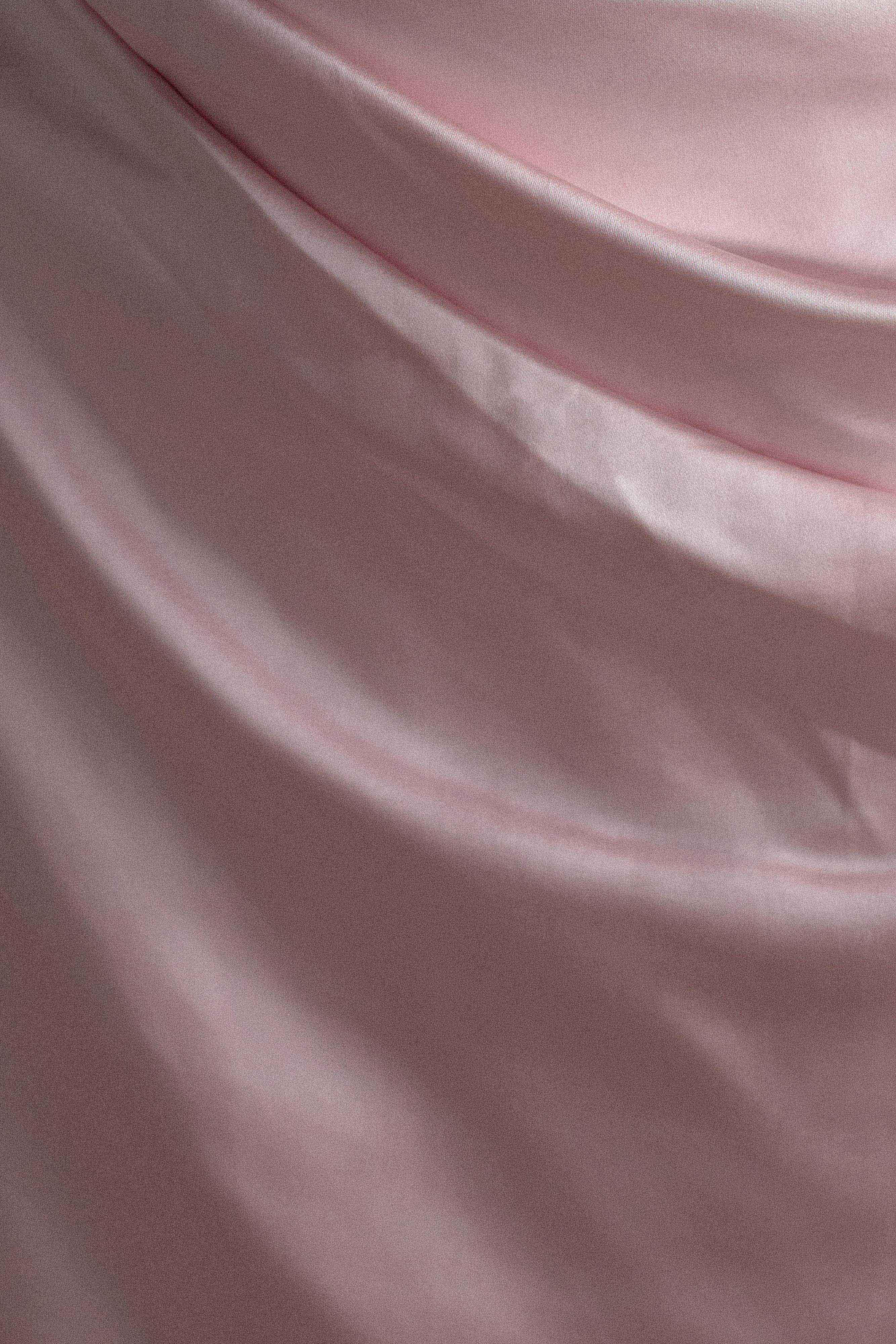 Levauro Dalia Düşük Omuzlu Saten Maxi Elbise - Soft Pembe