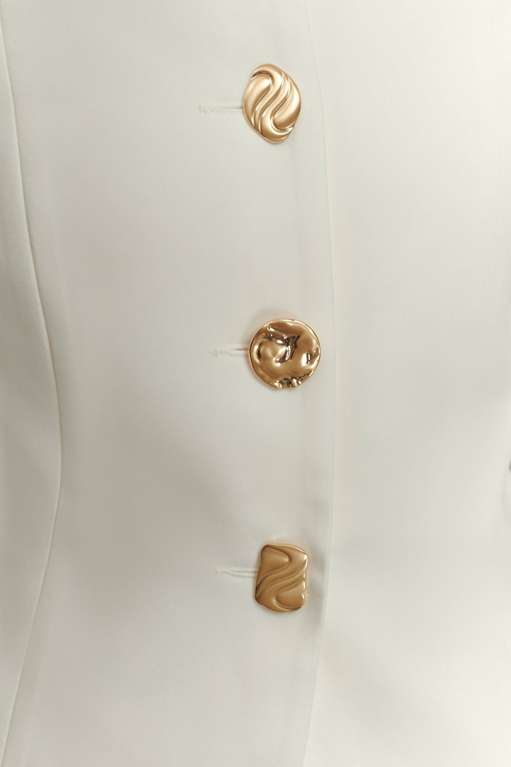 Levauro Asya Karışık Düğme Blazer - Fildişi
