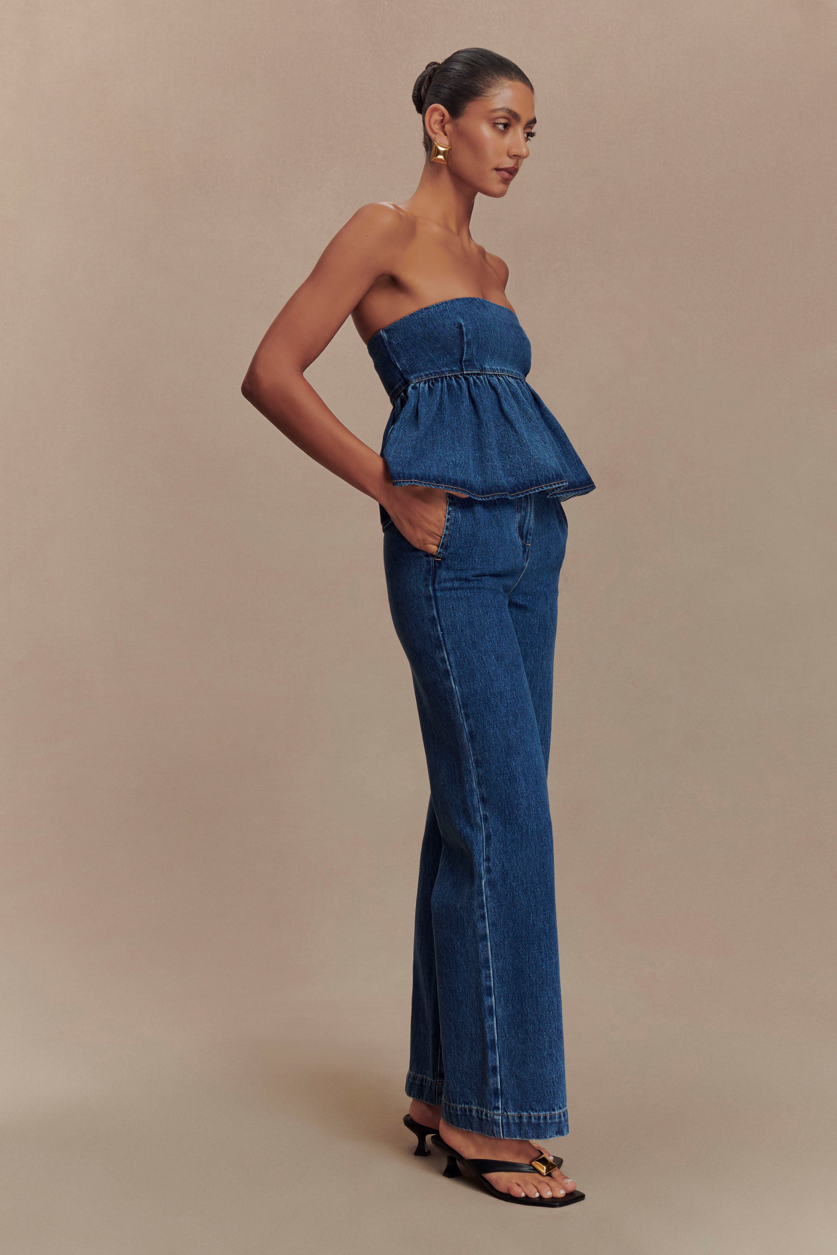 Levauro Rayne Geniş Paça Denim Jean - 90'Lar Mavi