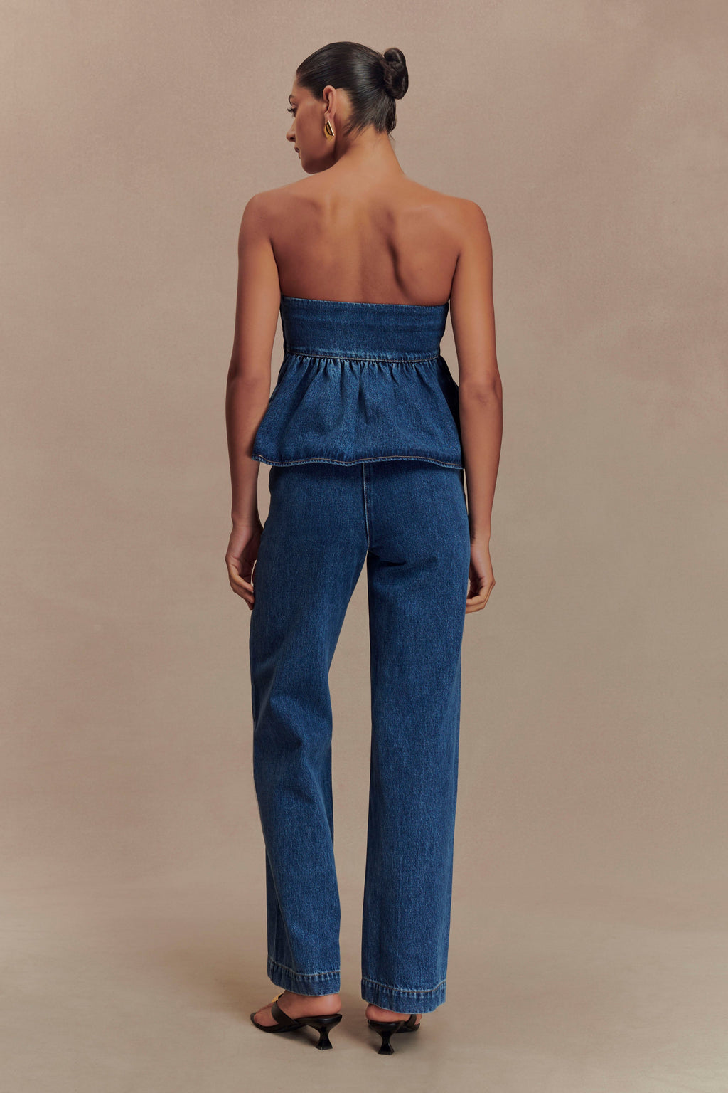 Levauro Pauline Straplez Denim Üst - 90'Lar Mavi