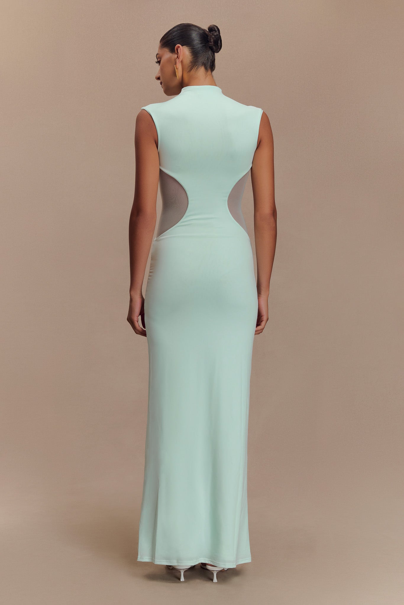 Levauro Massie Slinky Ve Mesh Maxi Elbise - Lagoon