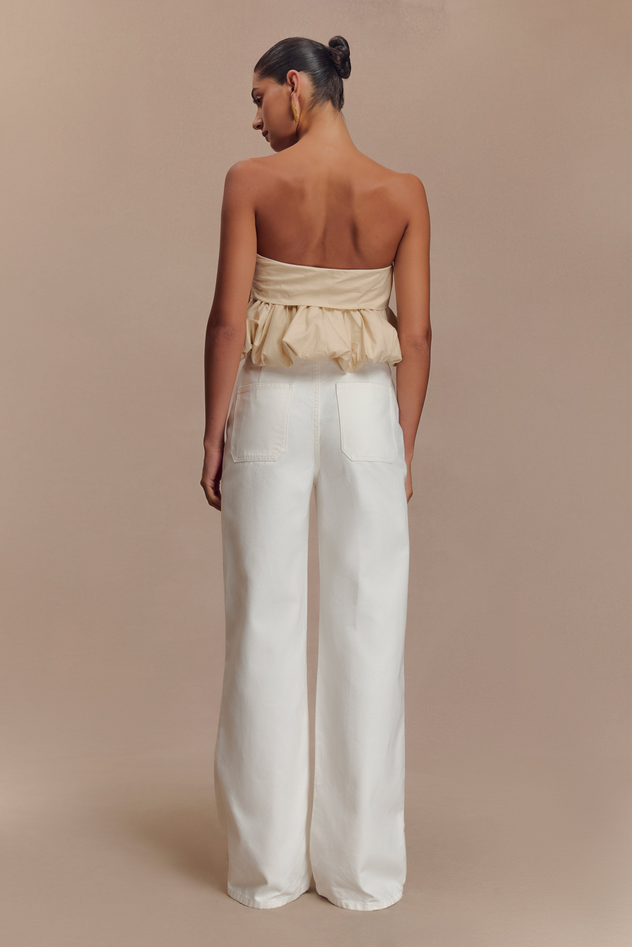 Levauro Caitlin Mid Bel Denim Flare Jeans - Beyaz