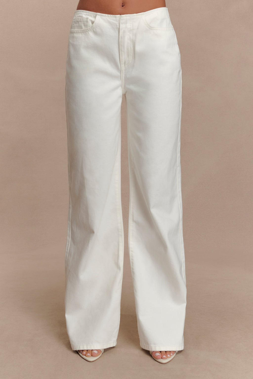 Levauro Caitlin Mid Bel Denim Flare Jeans - Beyaz