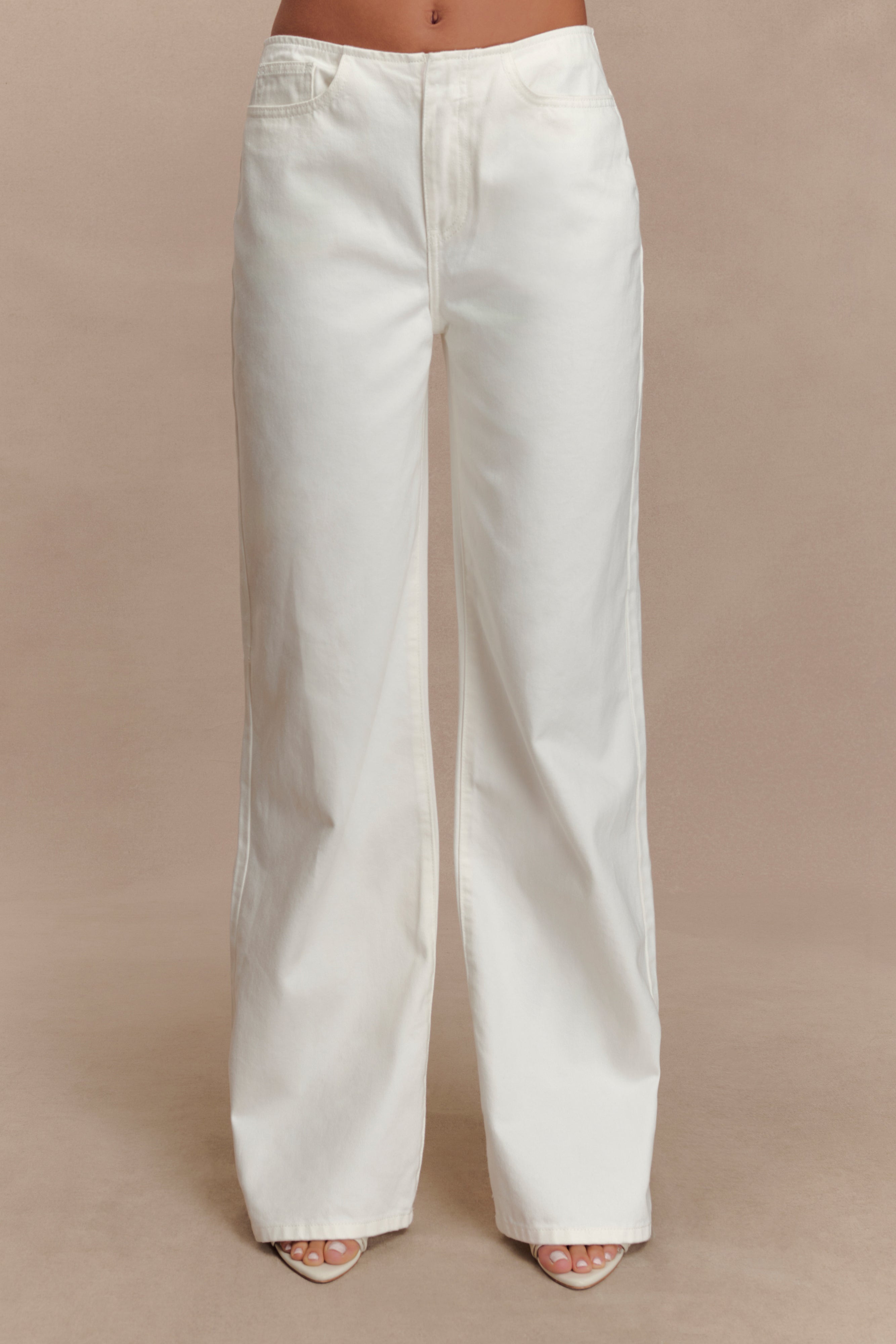 Levauro Caitlin Mid Bel Denim Flare Jeans - Beyaz