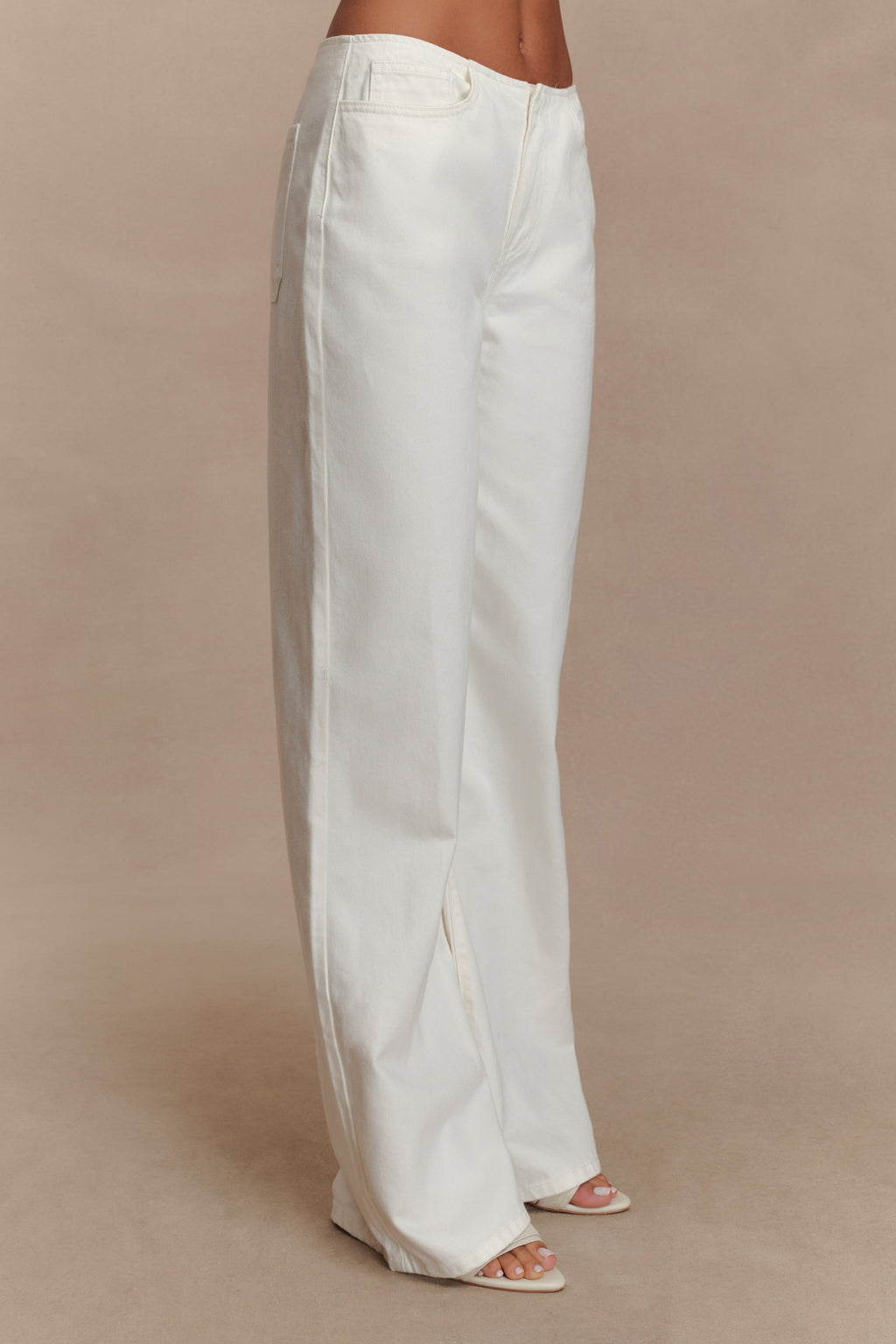 Levauro Caitlin Mid Bel Denim Flare Jeans - Beyaz