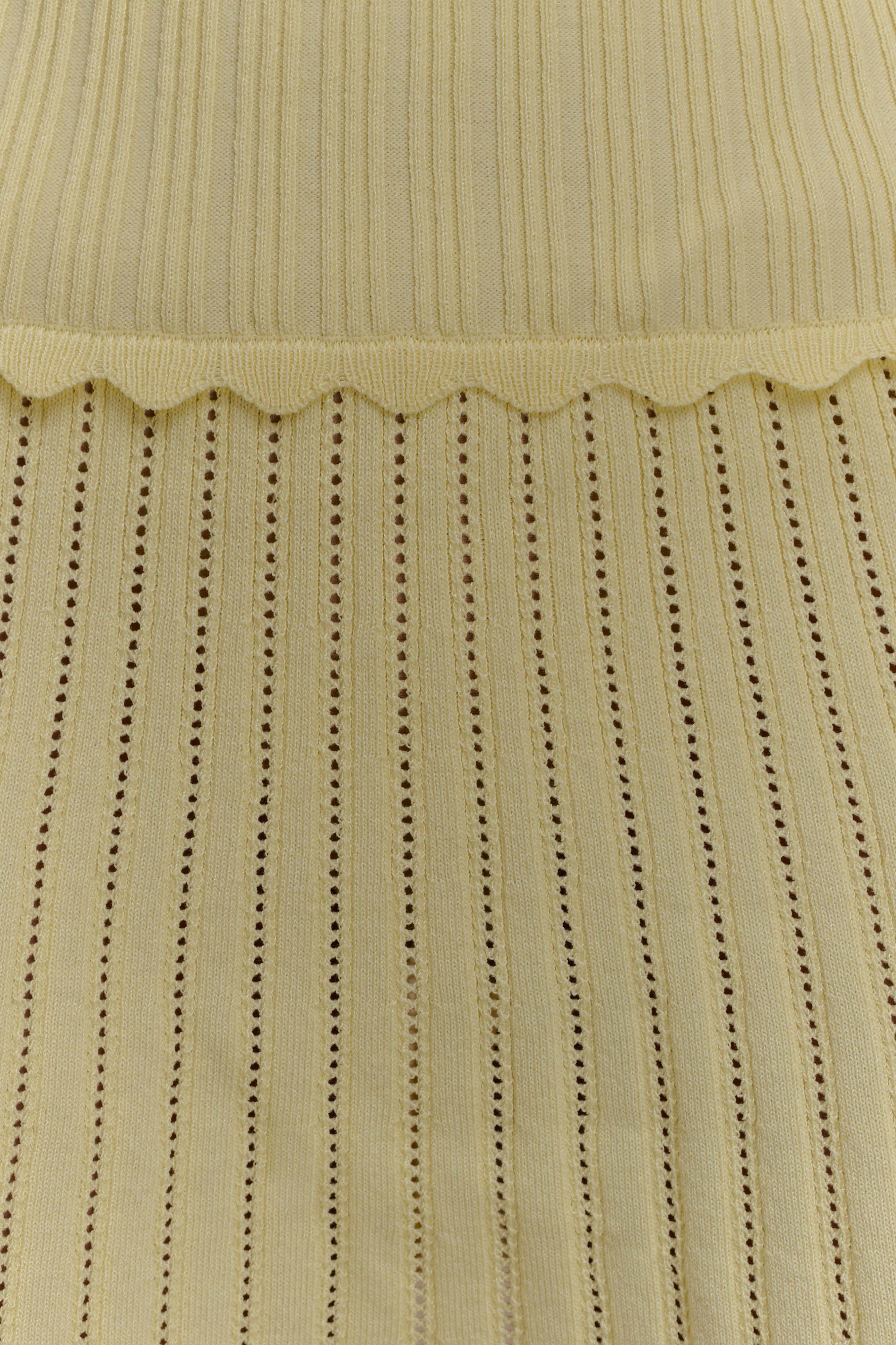 Levauro Indy Pointelle Örgü Mini Etek - Limon