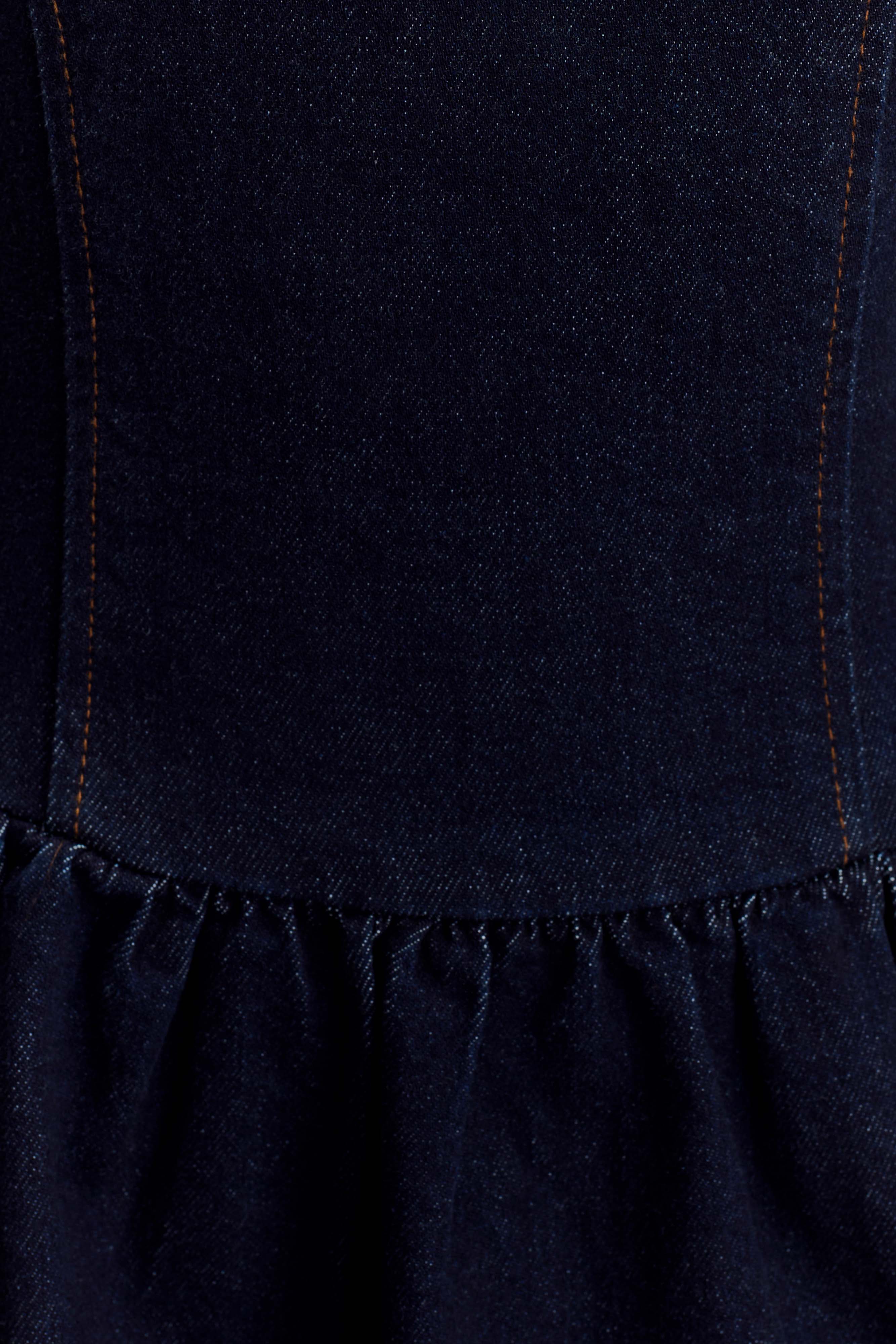 Levauro Caroline Denim Boyundan Bağlamalı Midi Elbise - İndigo Mavi