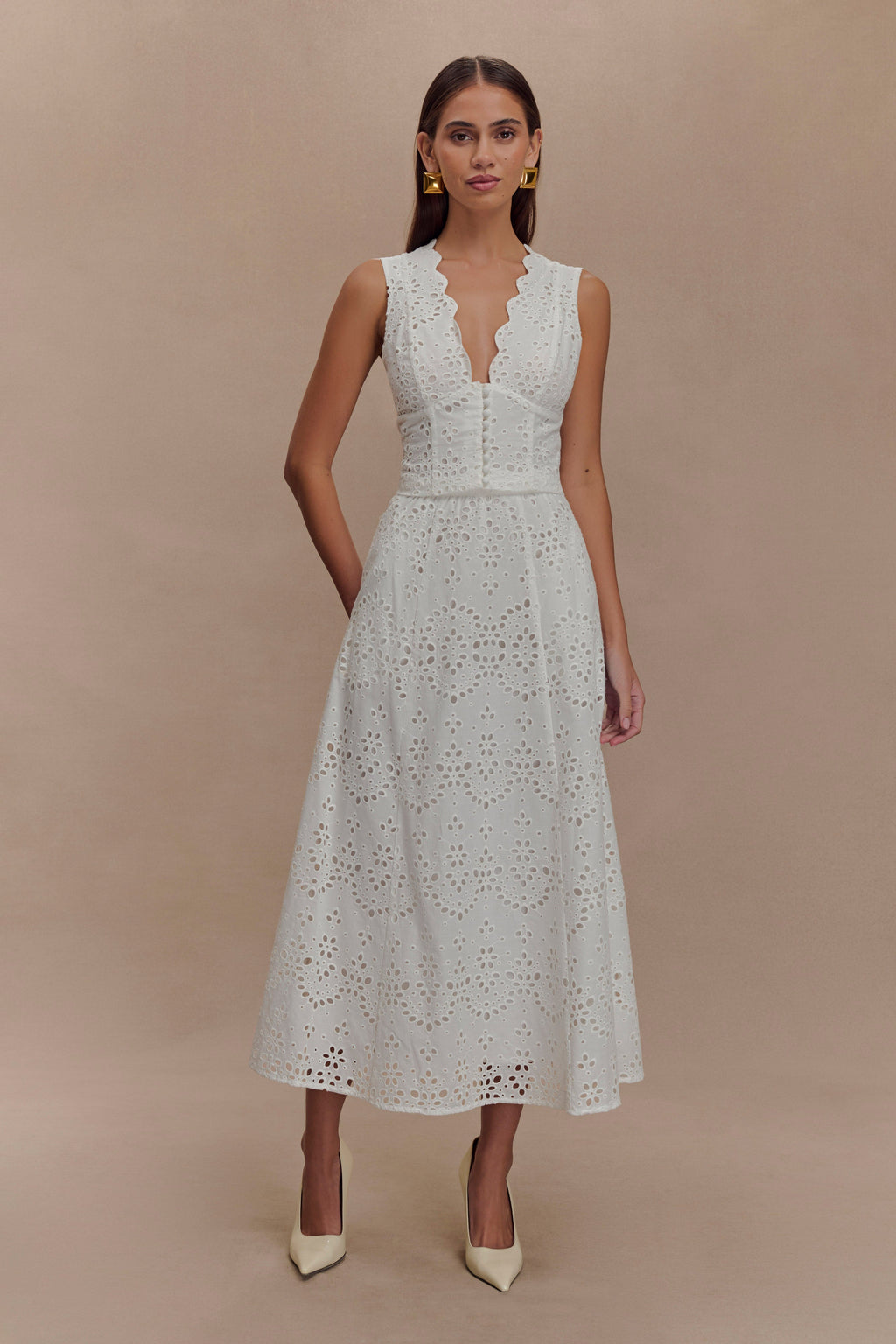 Levauro Arla Kolsuz Broderie Üst - Beyaz