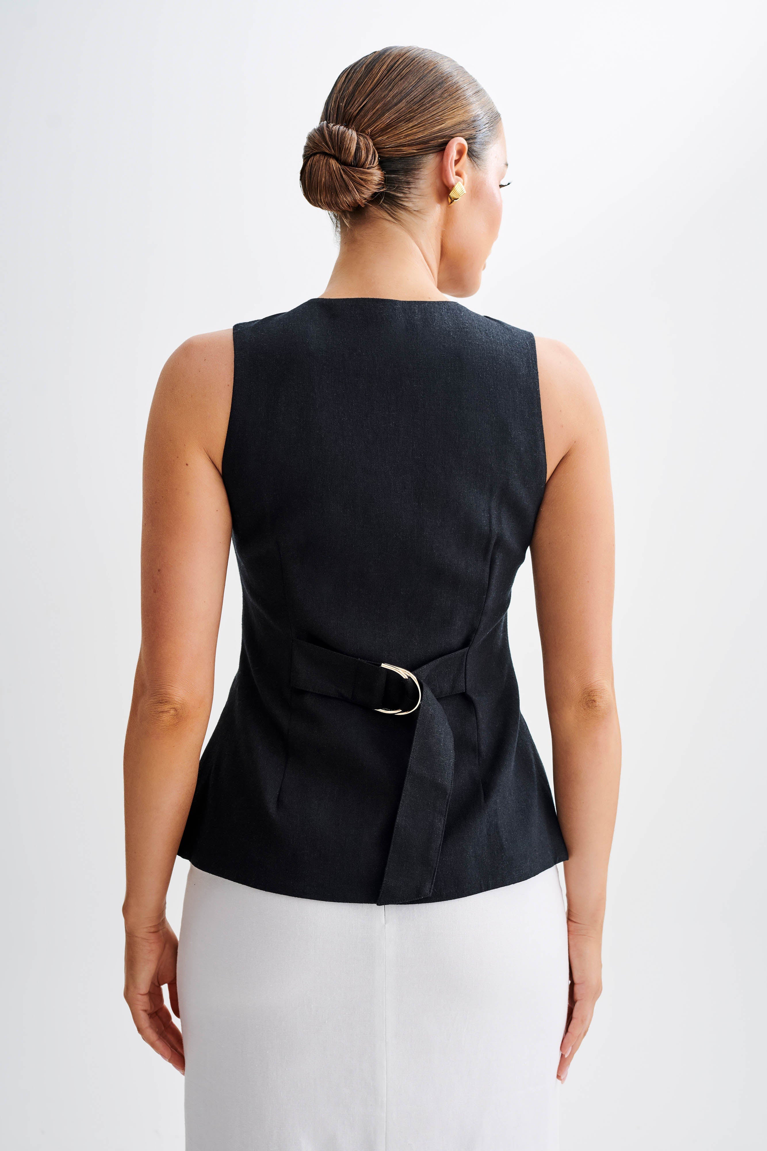 Levauro Laurence Kolsuz Keten Longline Üst - Siyah