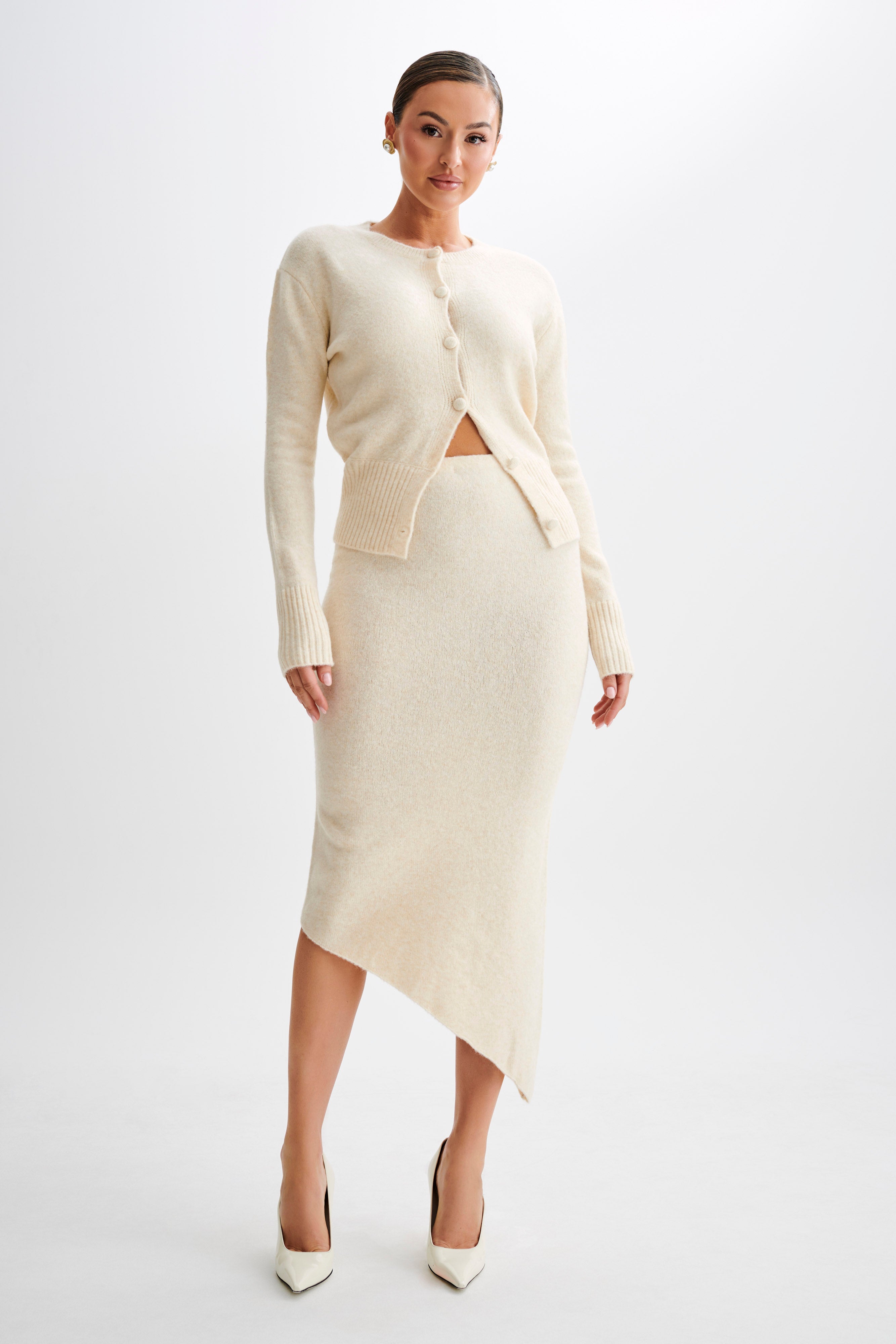 Levauro Genevieve Oversize Triko Hırka - Krem Marle
