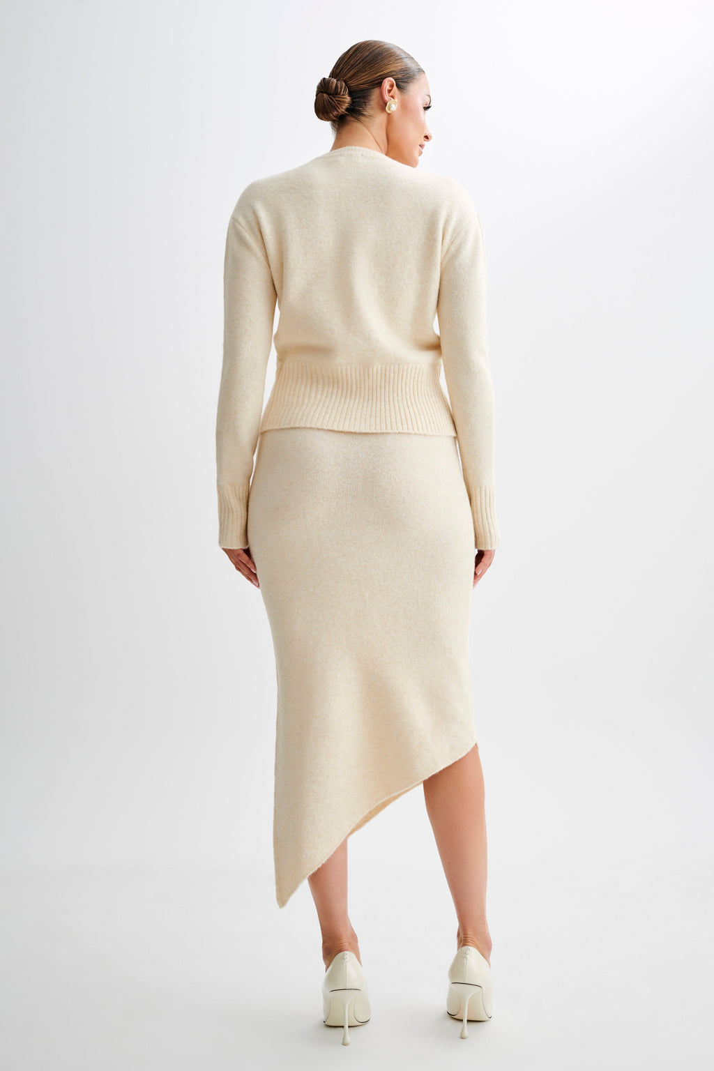 Levauro Genevieve Oversize Triko Hırka - Krem Marle