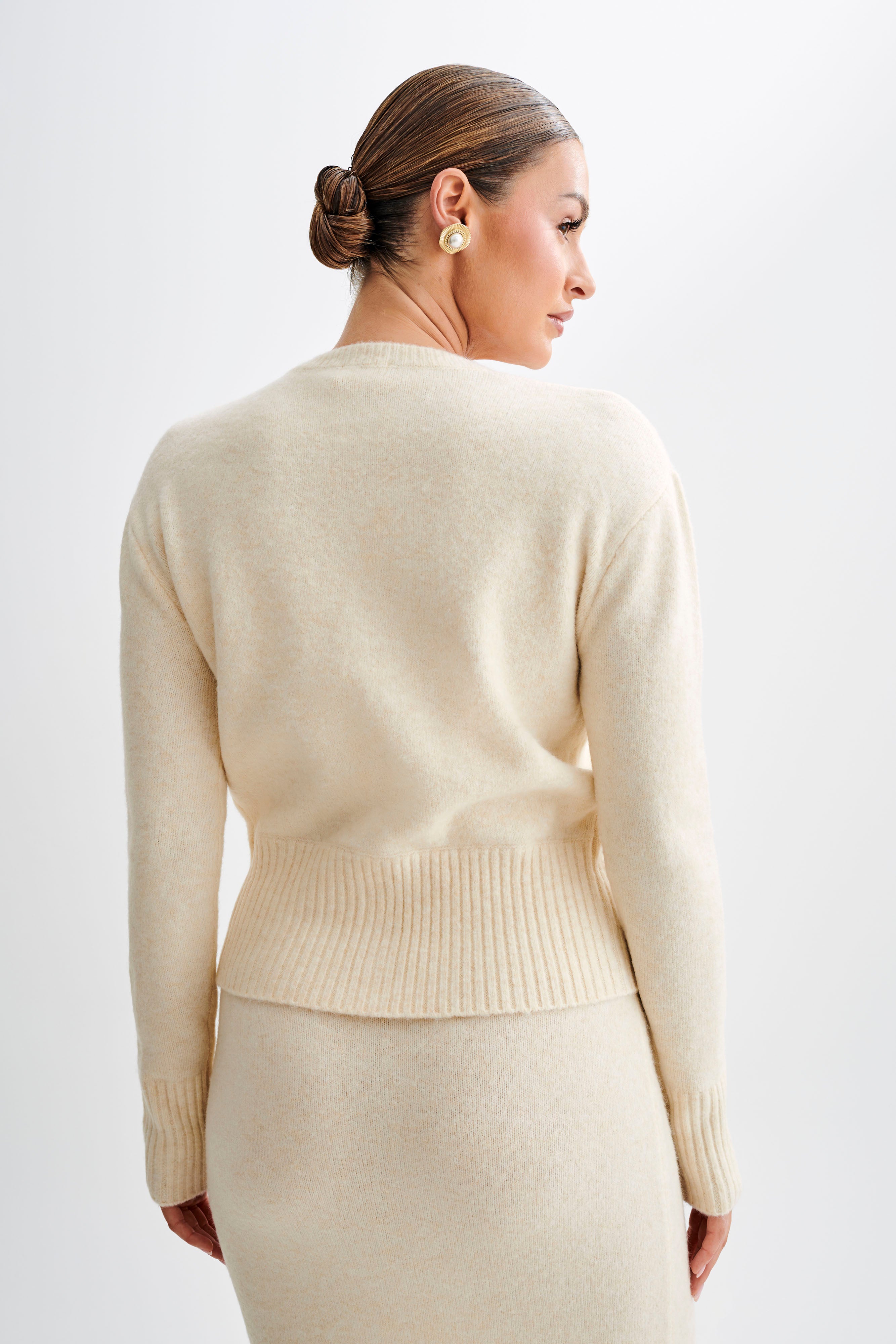 Levauro Genevieve Oversize Triko Hırka - Krem Marle