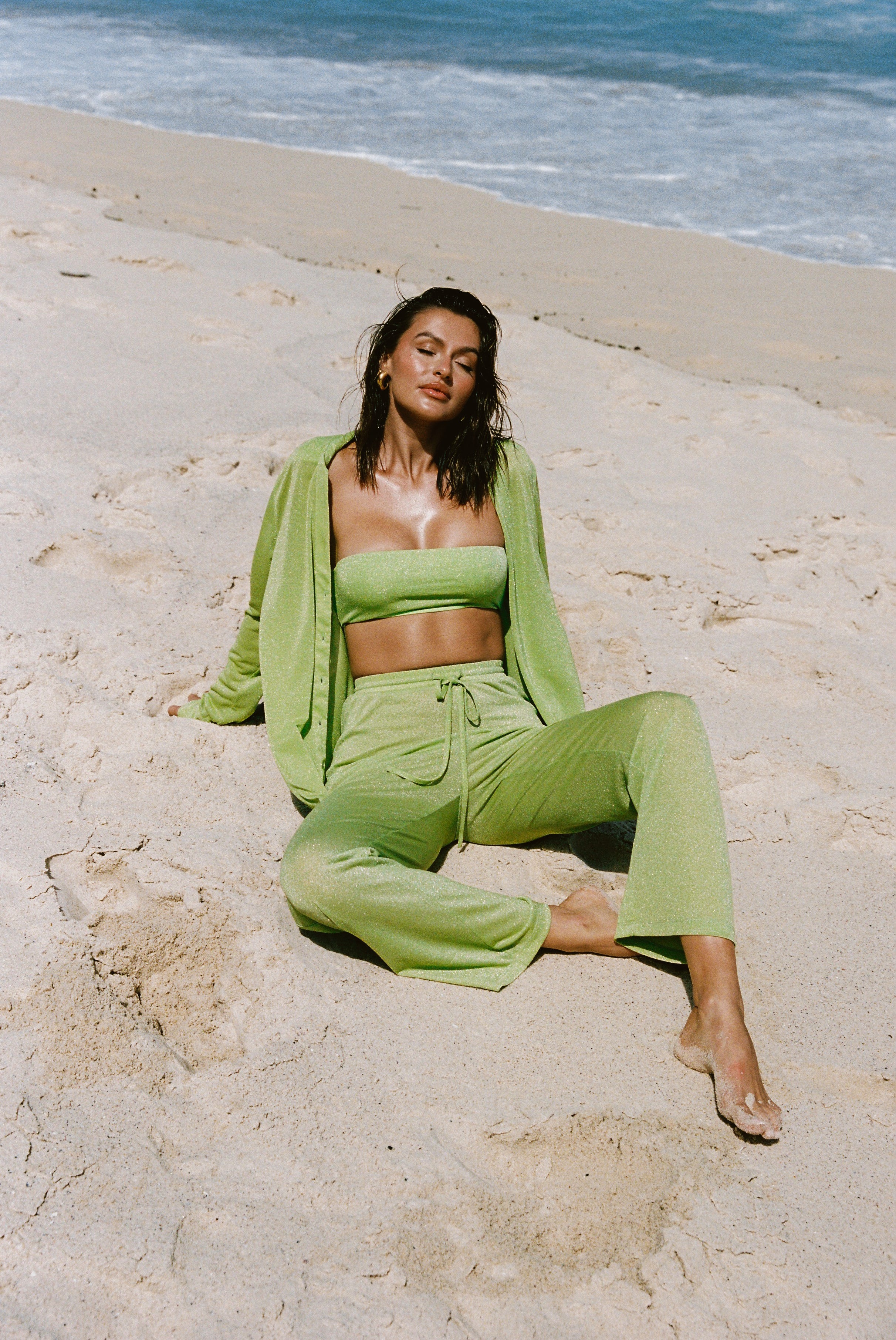 Levauro Lucille Pırıltılı Cover Up Top - Limon Işıltısı