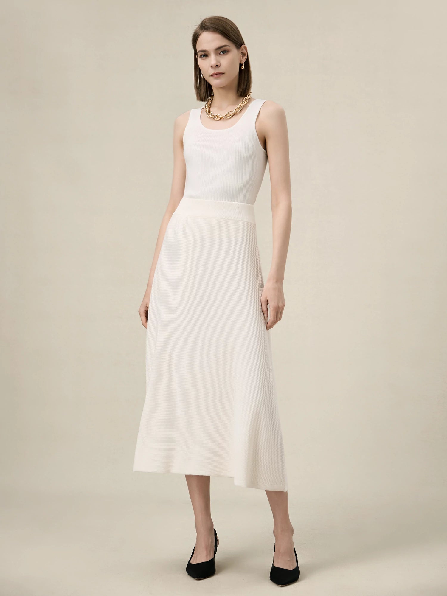 Levauro %100 Lyocell Lastikli Bel A Kesim Örme Etek