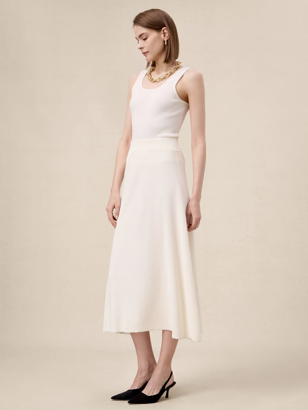 Levauro %100 Lyocell Lastikli Bel A Kesim Örme Etek