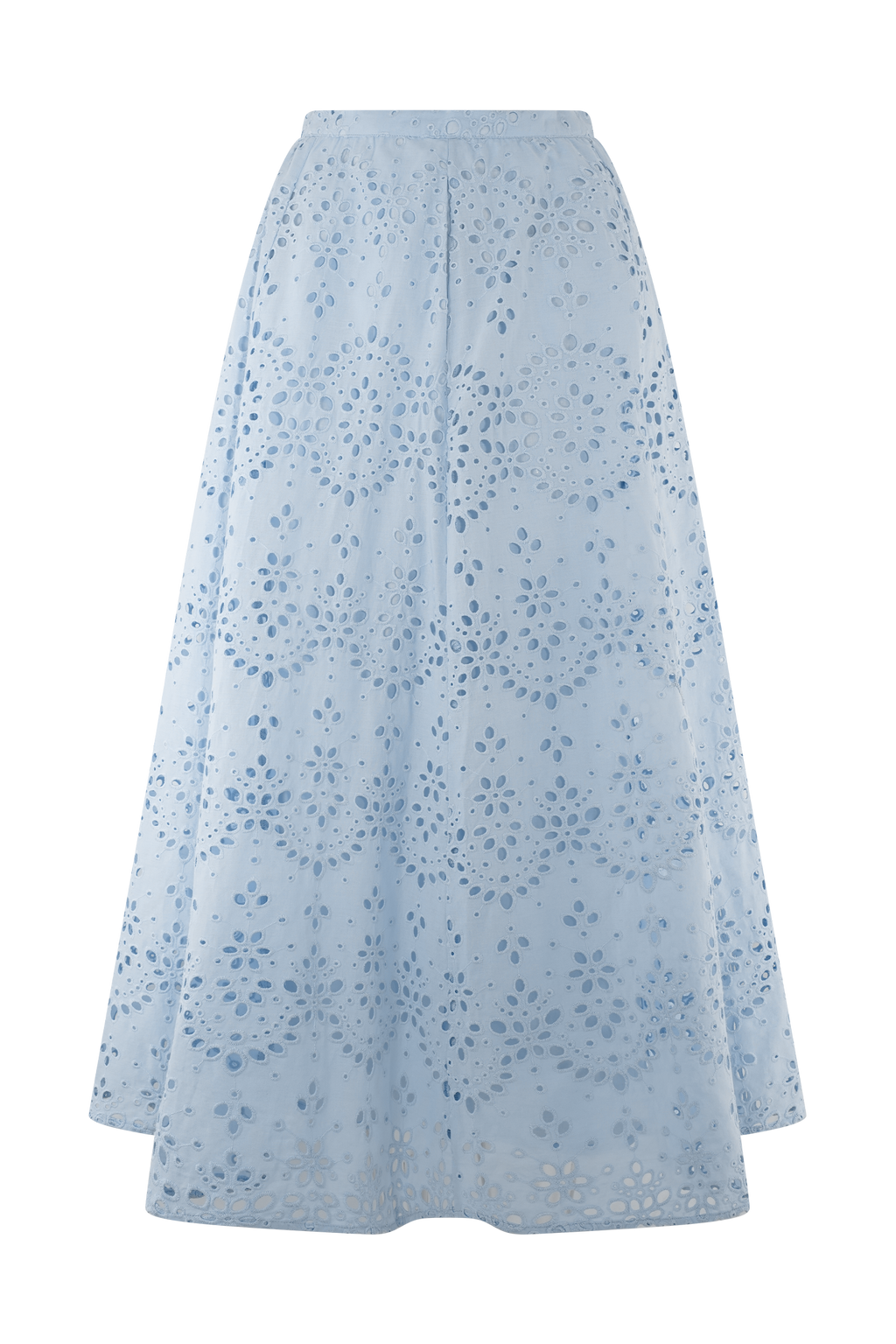 Levauro Arla Broderie Midi Etek - Soluk Peygamber Çiçeği Mavisi