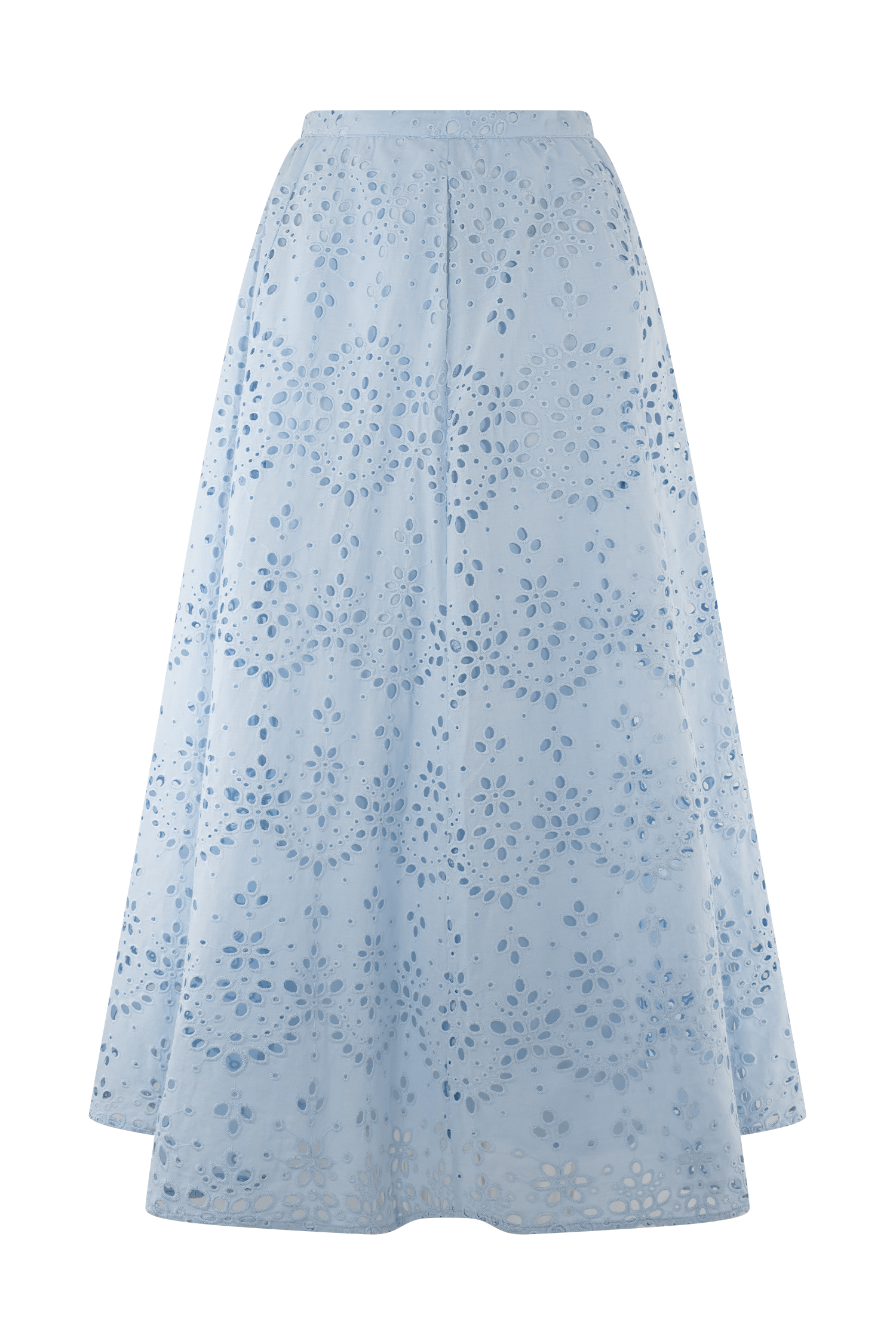 Levauro Arla Broderie Midi Etek - Soluk Peygamber Çiçeği Mavisi