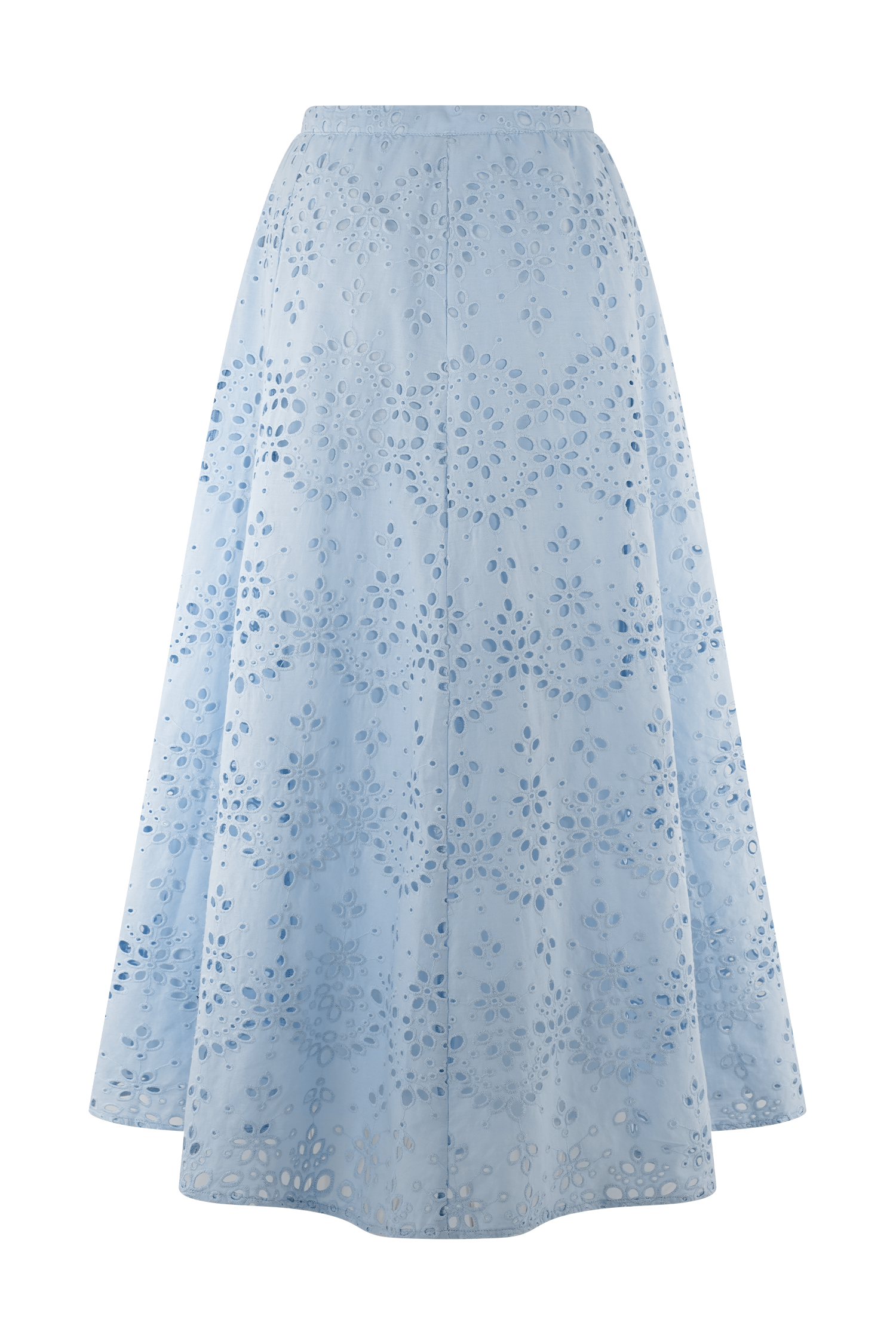Levauro Arla Broderie Midi Etek - Soluk Peygamber Çiçeği Mavisi