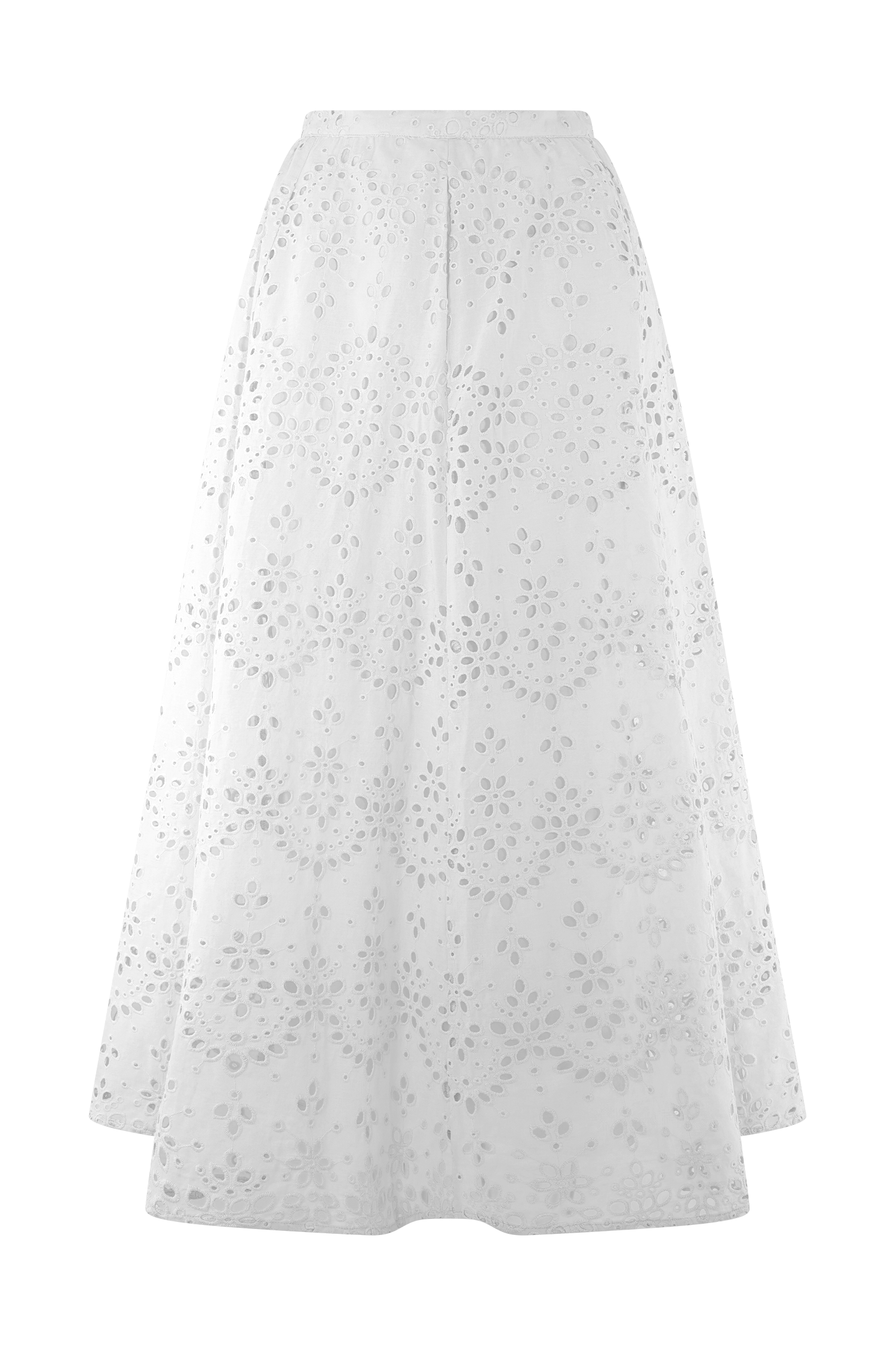 Levauro Arla Broderie Midi Etek - Beyaz