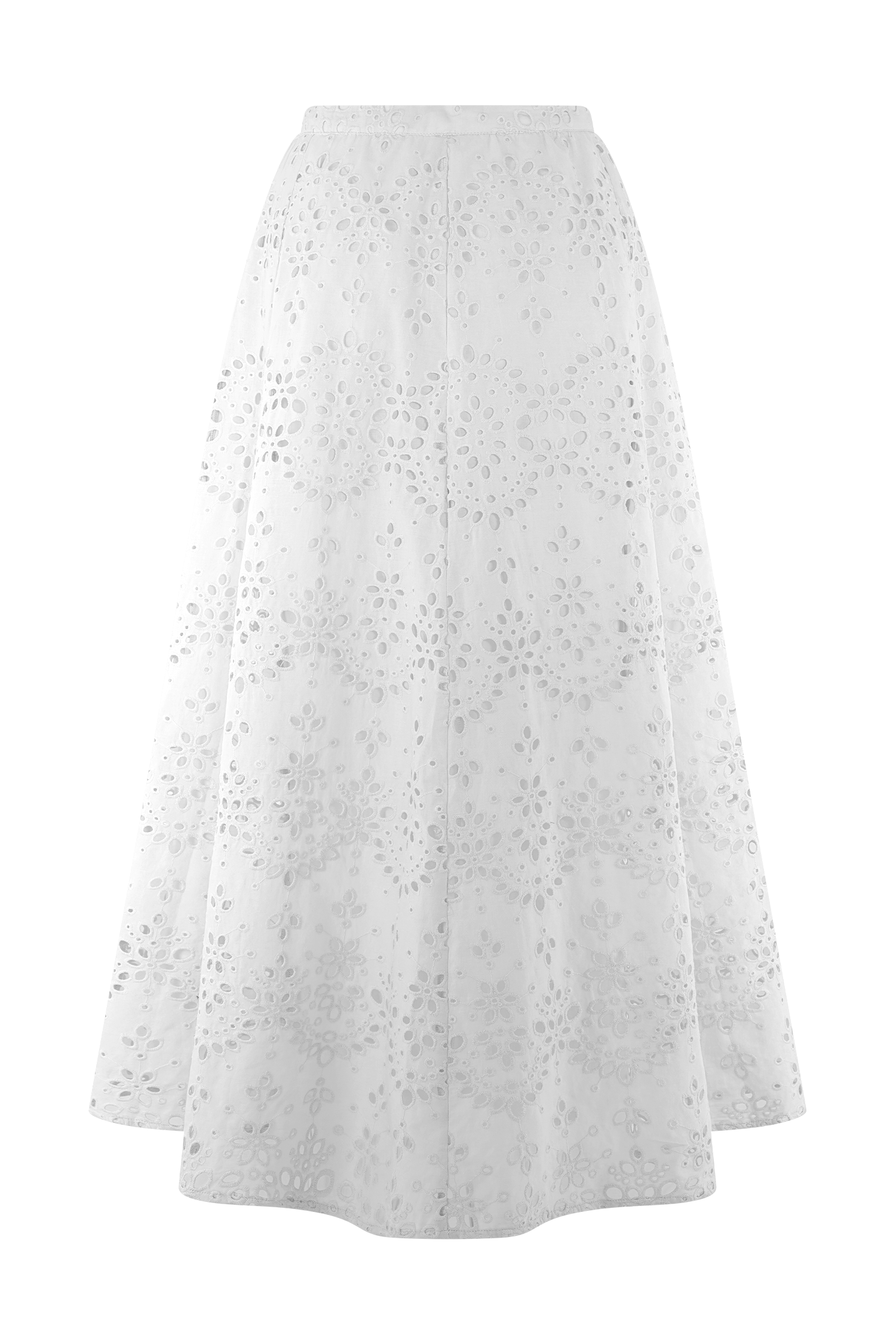 Levauro Arla Broderie Midi Etek - Beyaz