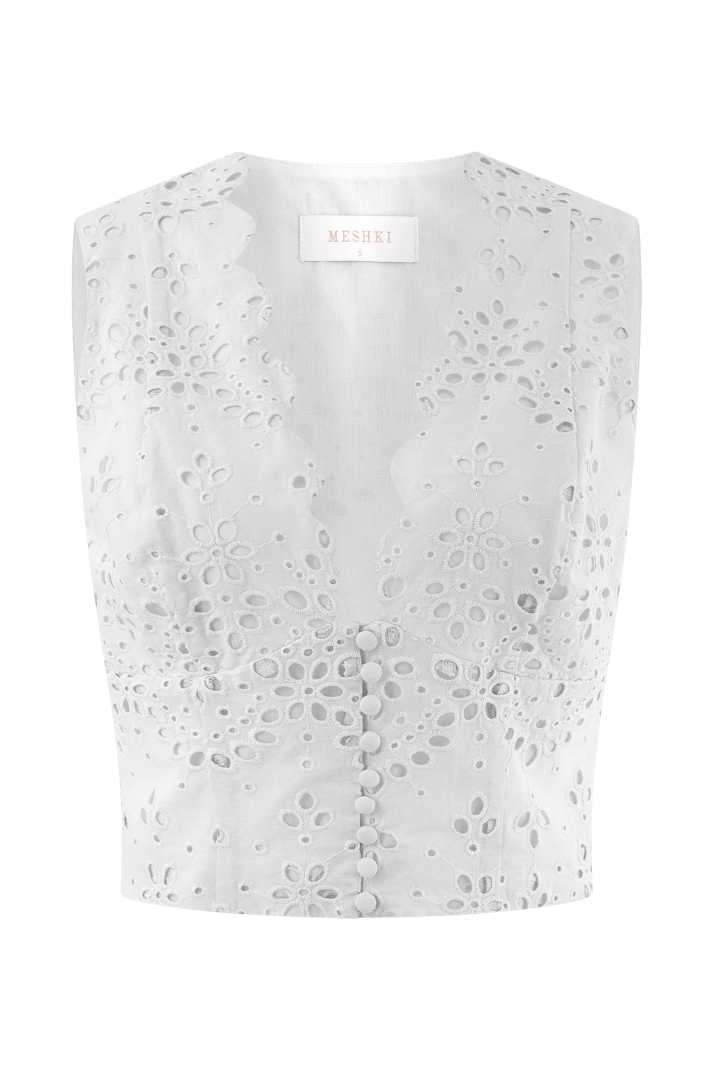 Levauro Arla Kolsuz Broderie Üst - Beyaz