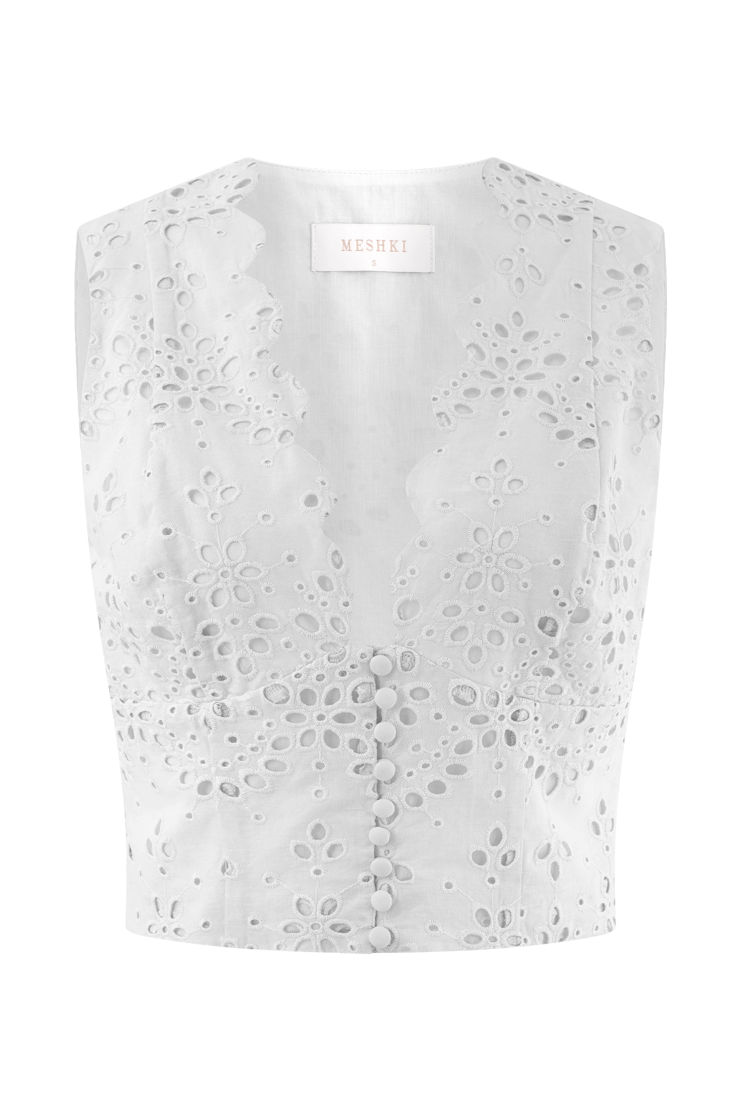 Levauro Arla Kolsuz Broderie Üst - Beyaz