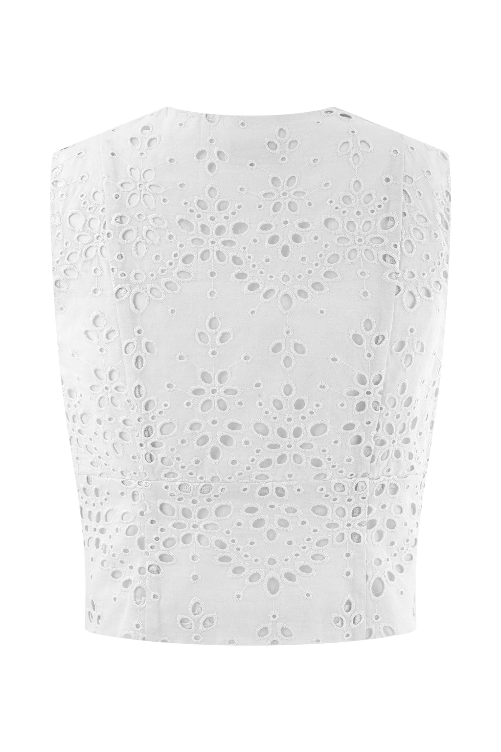 Levauro Arla Kolsuz Broderie Üst - Beyaz