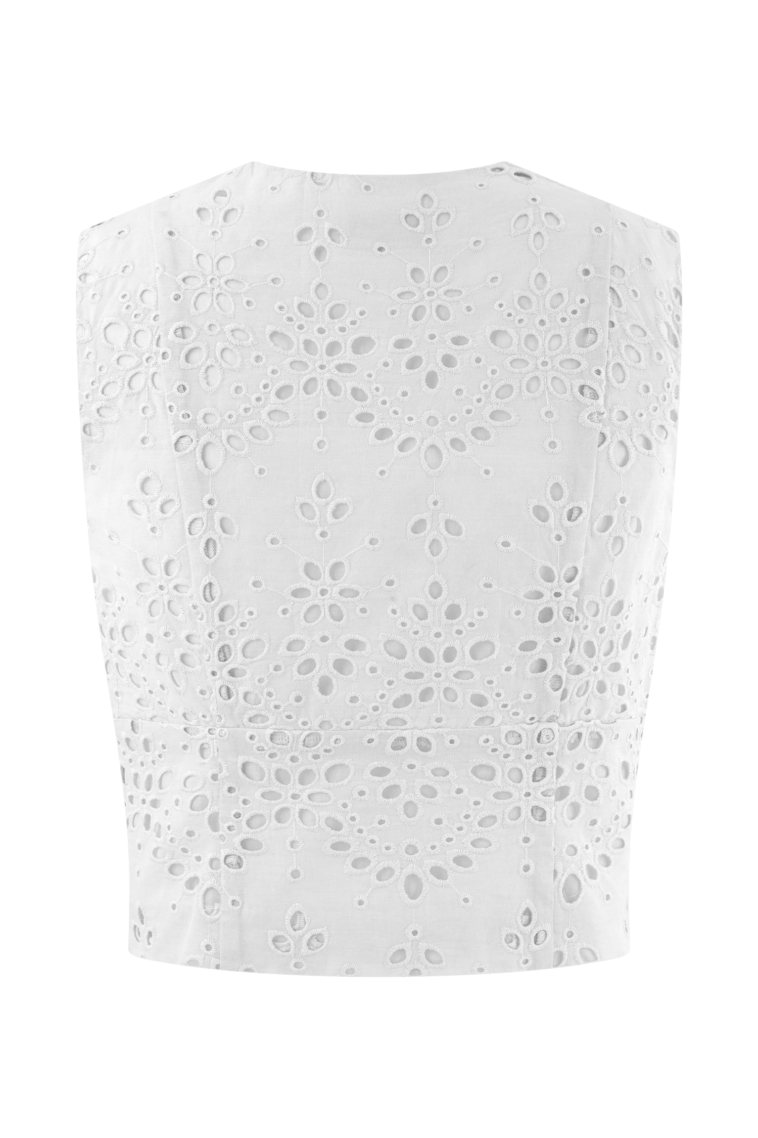 Levauro Arla Kolsuz Broderie Üst - Beyaz