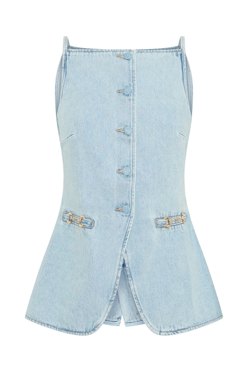 Levauro Ashton Kolsuz Düğmeli Denim Üst - Açık Mavi