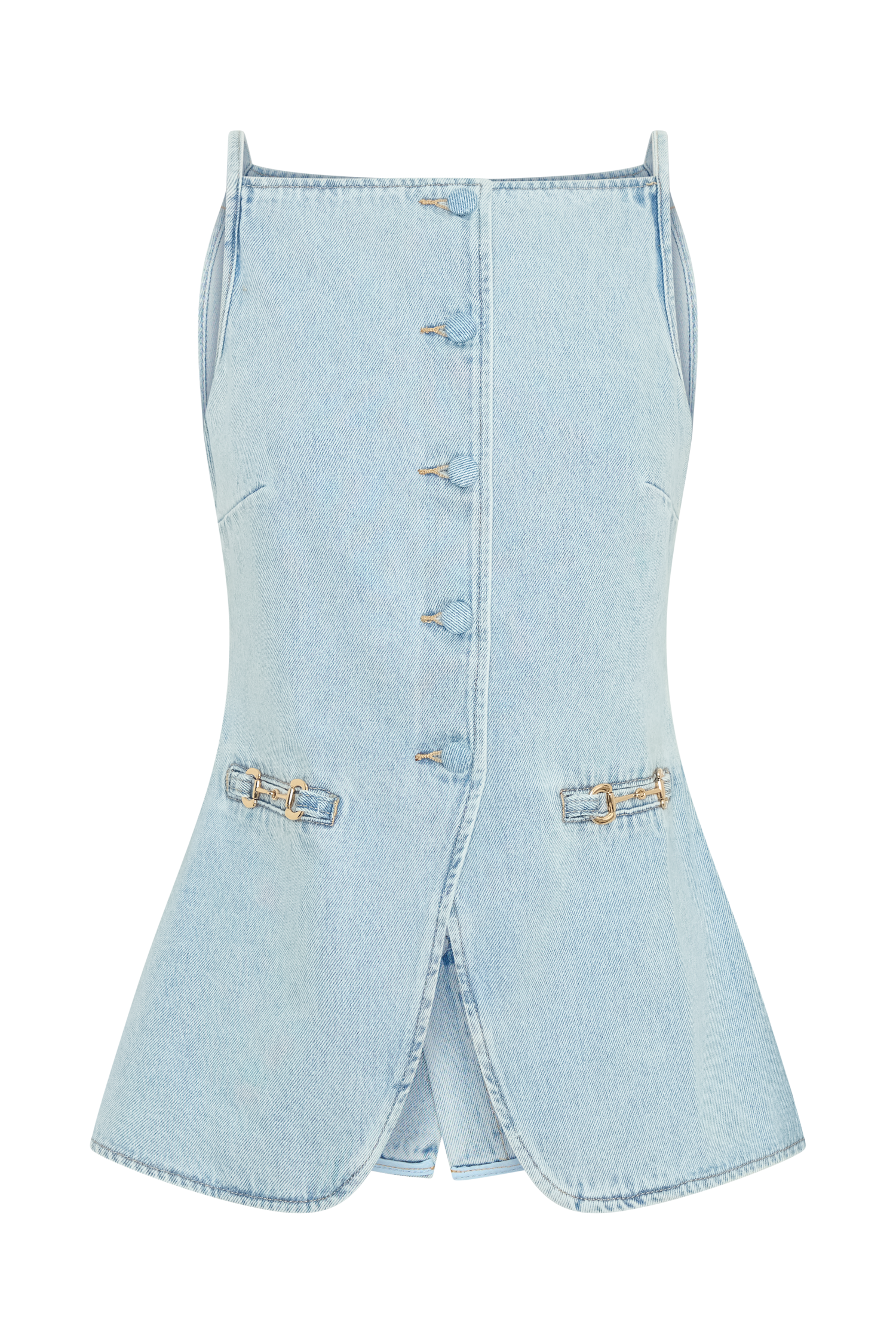 Levauro Ashton Kolsuz Düğmeli Denim Üst - Açık Mavi