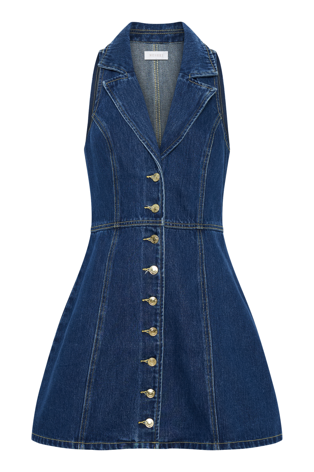 Levauro Eugenie Yakalı Denim Mini Elbise - Lacivert