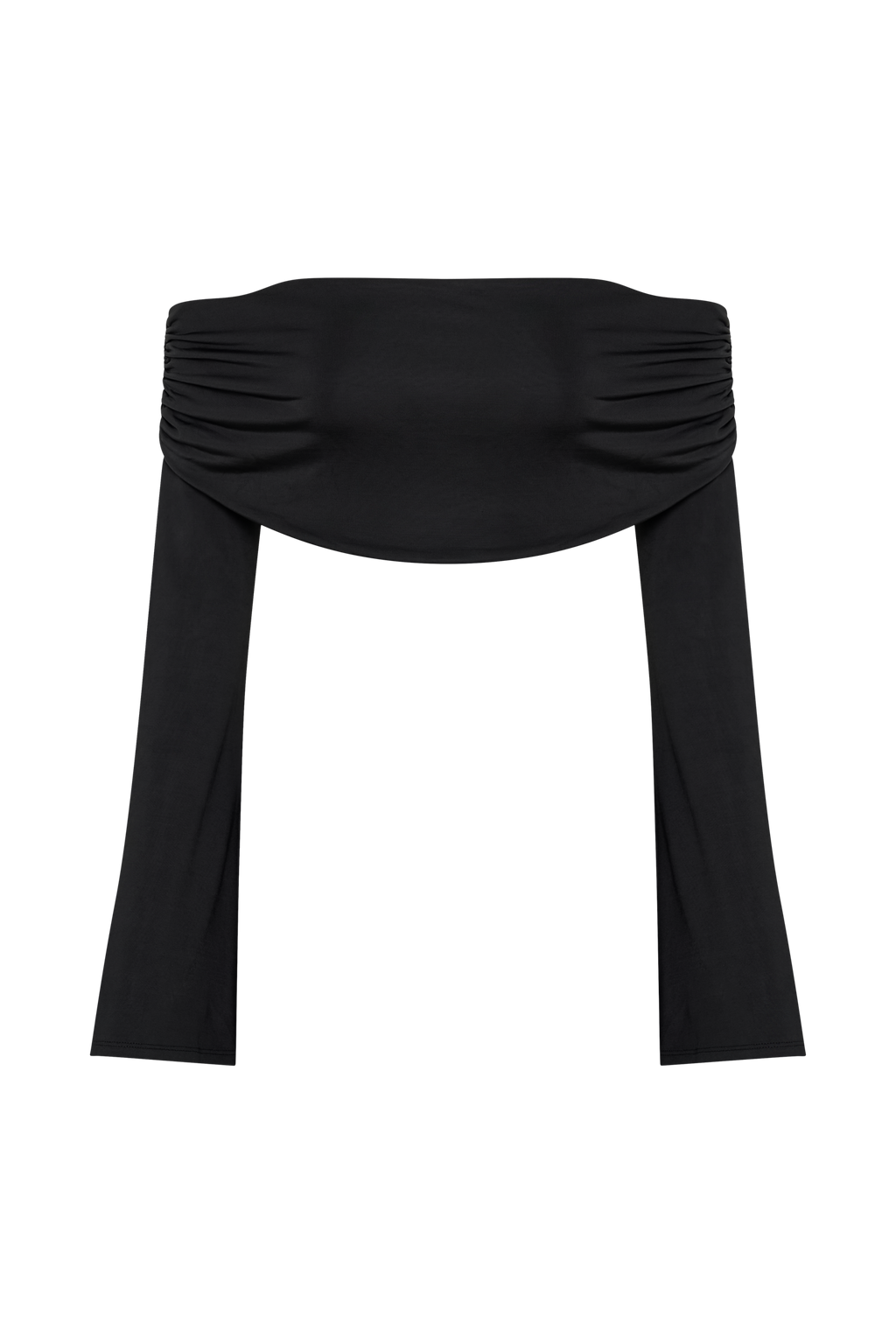 Levauro Camryn Slinky Düşük Omuz Crop Top - Siyah
