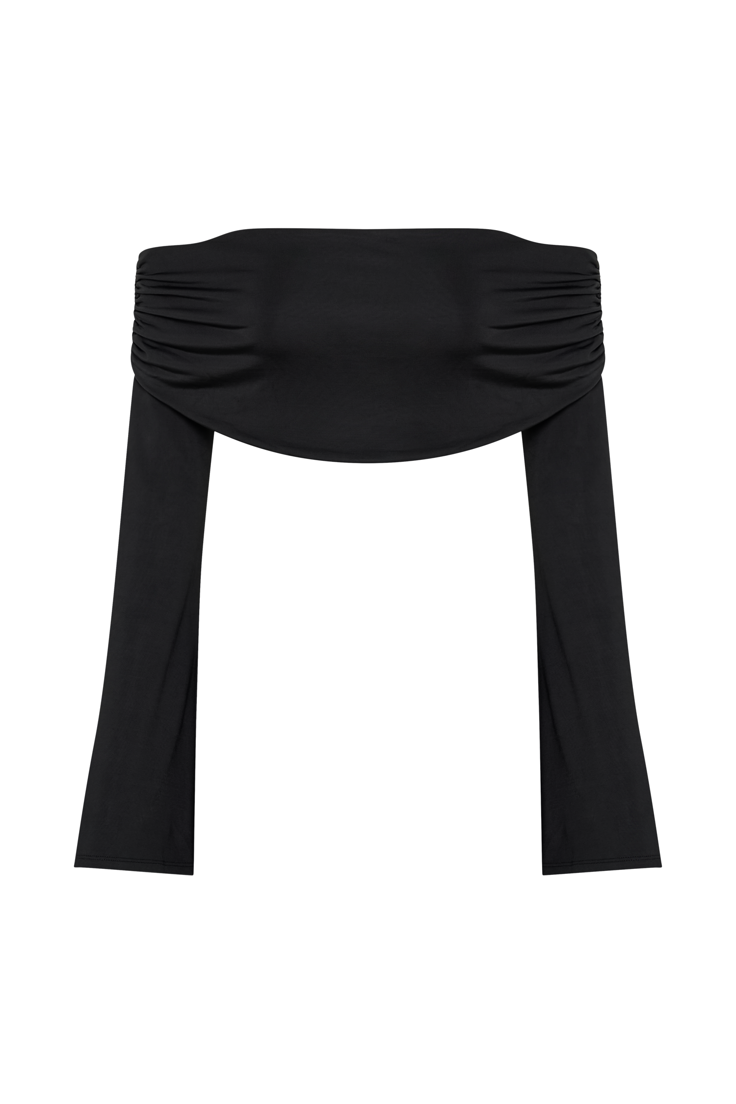 Levauro Camryn Slinky Düşük Omuz Crop Top - Siyah