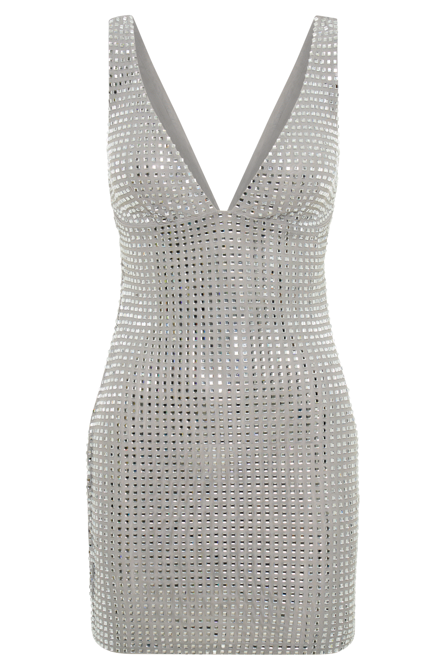 Levauro Ryann Aynalı Diamante Mini Elbise - Gümüş