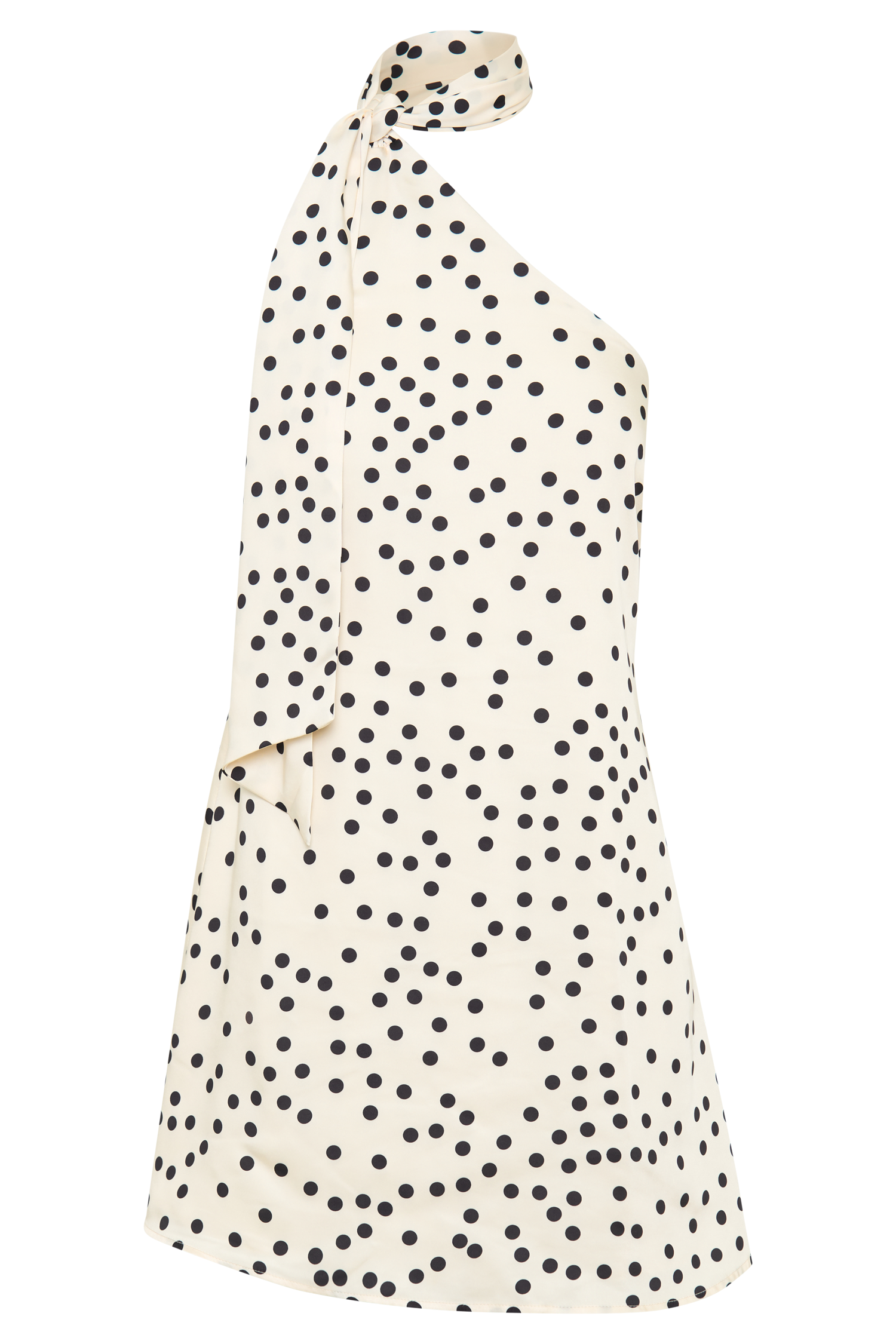 Levauro  Joan Satin Asimetrik Mini Elbise - Polkadot