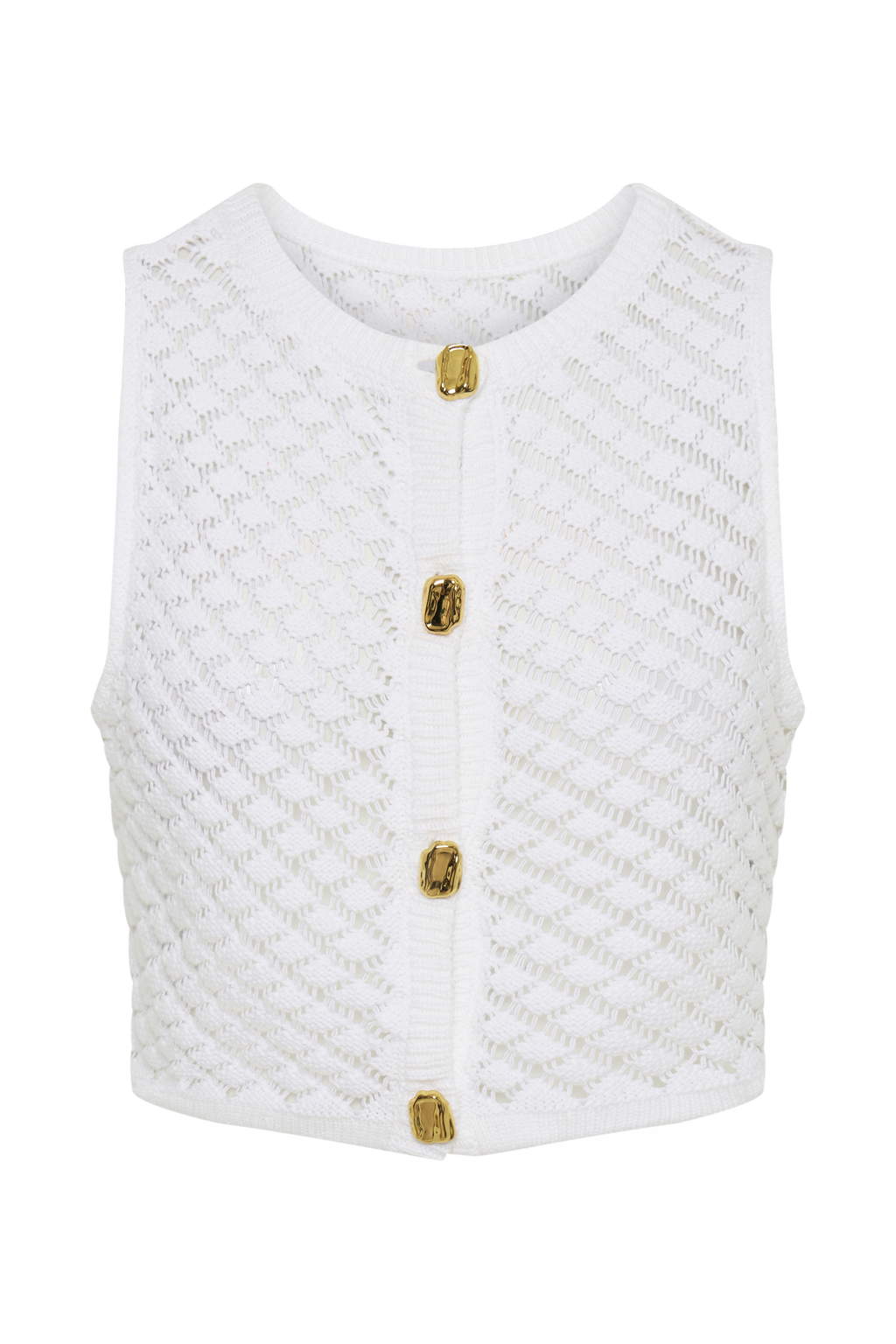 Levauro Lorenza Tığ İşi Düğmeli Crop Top - Fildişi