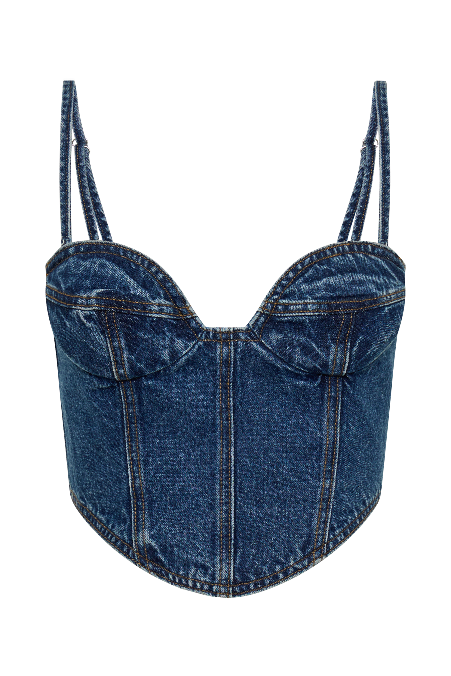 Levauro Lana Denim Kaplı Korse Üst - Lacivert