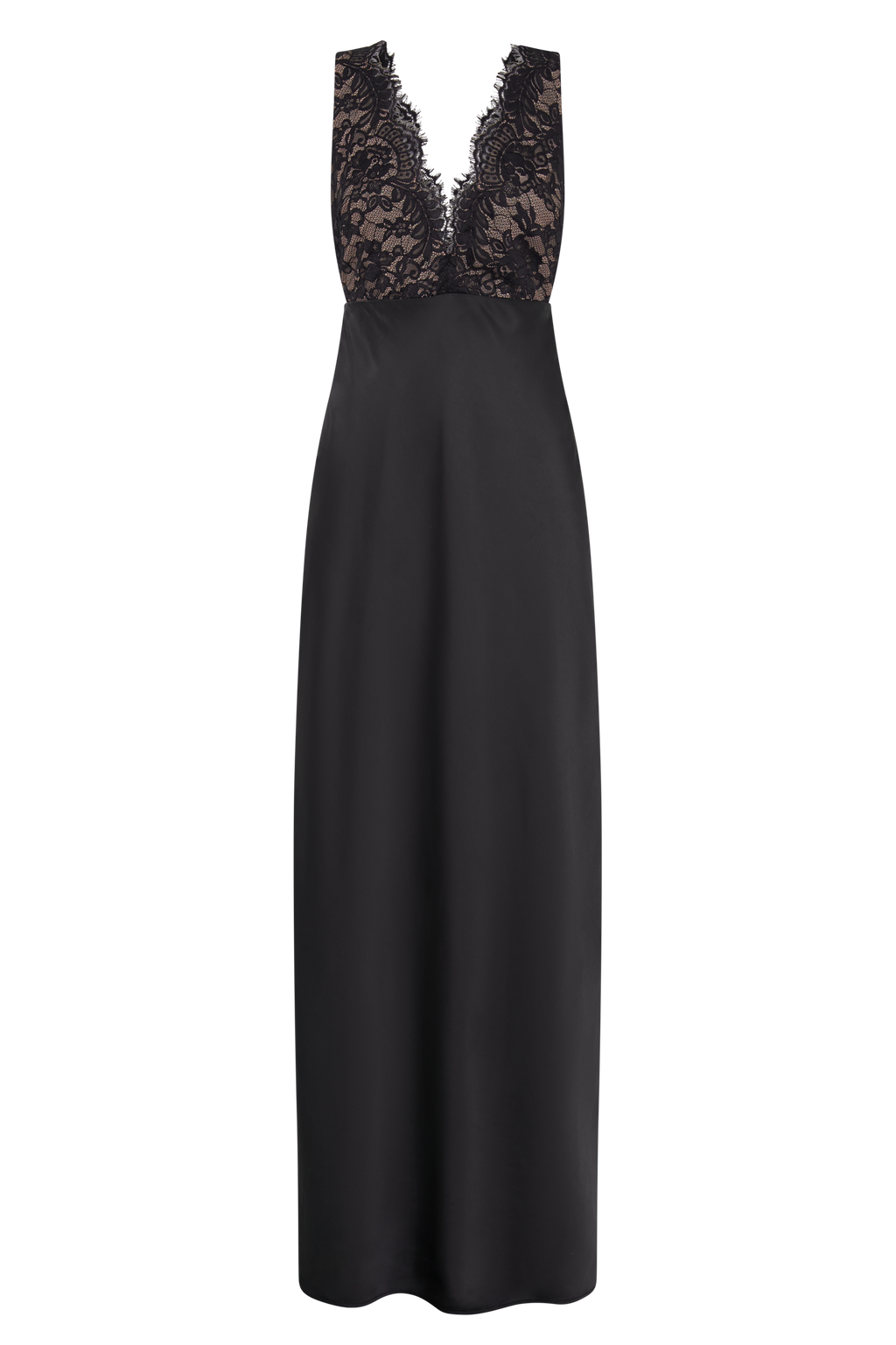Levauro  Ricci Saten Ve Dantel Maxi Elbise - Siyah