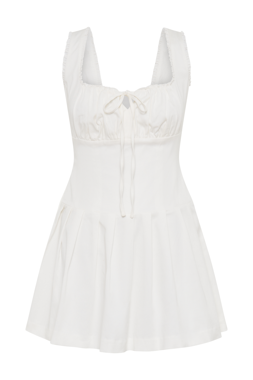 Levauro  Donna Cotton Dantelli Mini Elbise - Beyaz