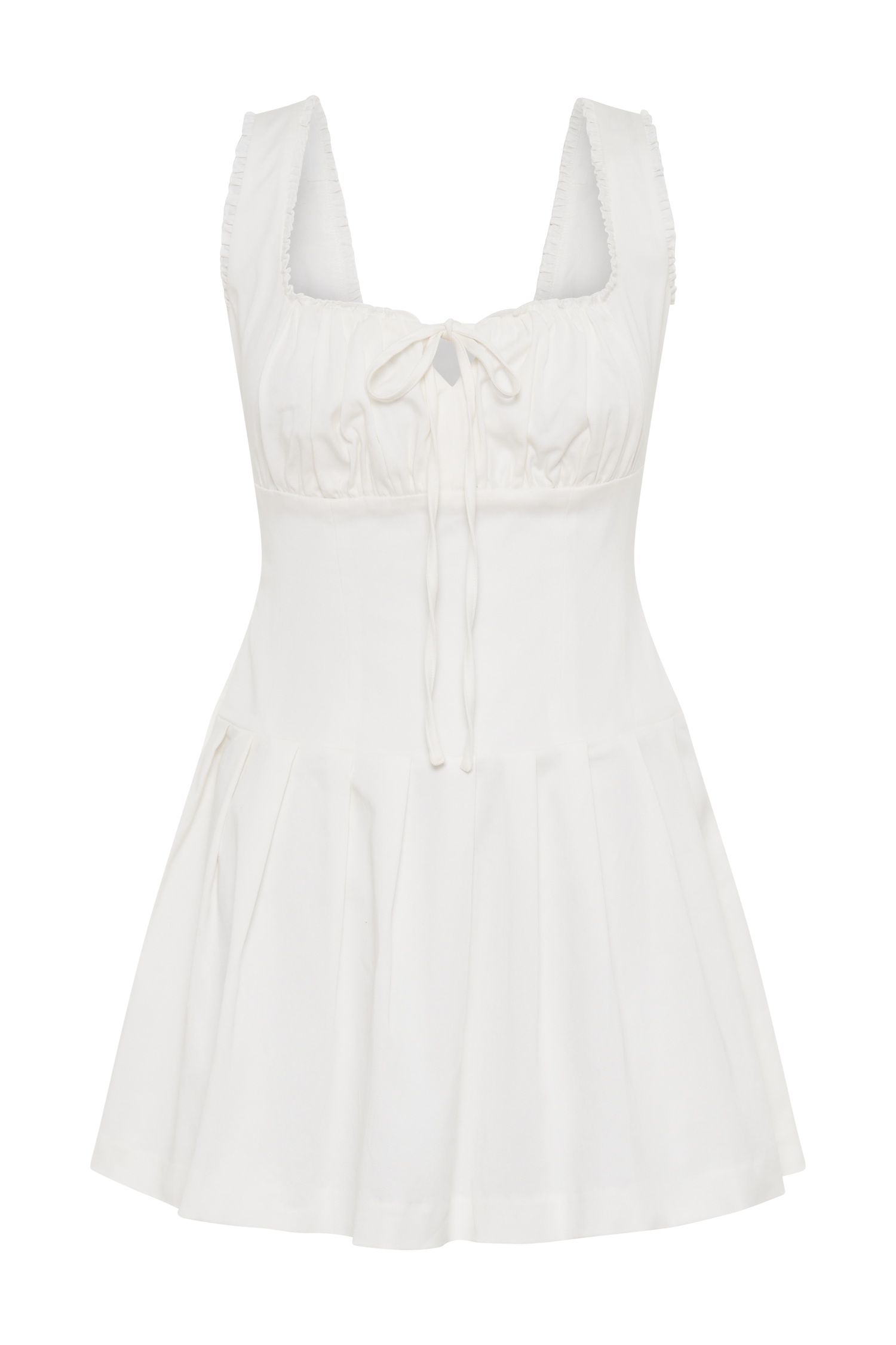 Levauro  Donna Cotton Dantelli Mini Elbise - Beyaz