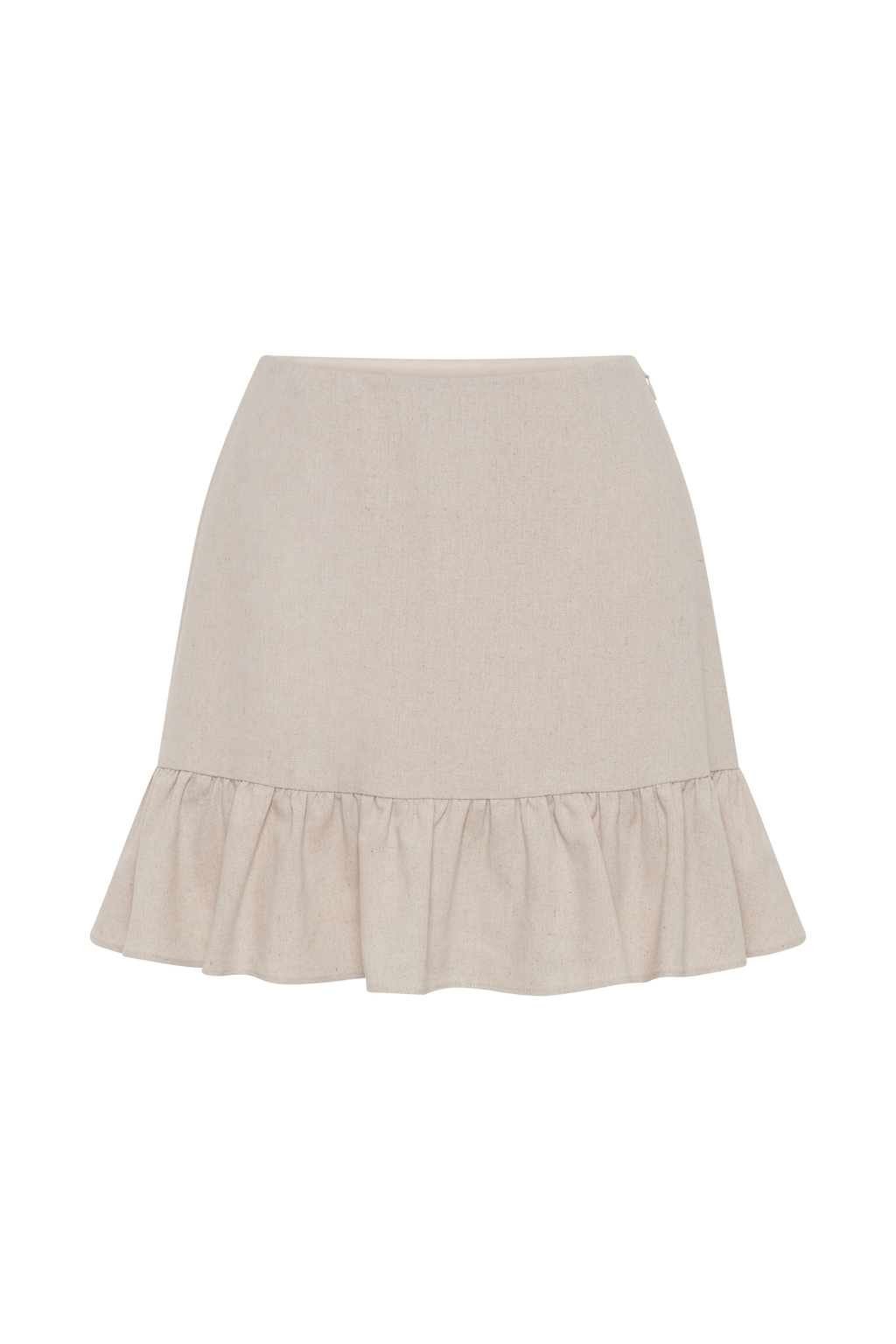 Levauro Delfina Fırfırlı Keten Mini Etek - Naturel