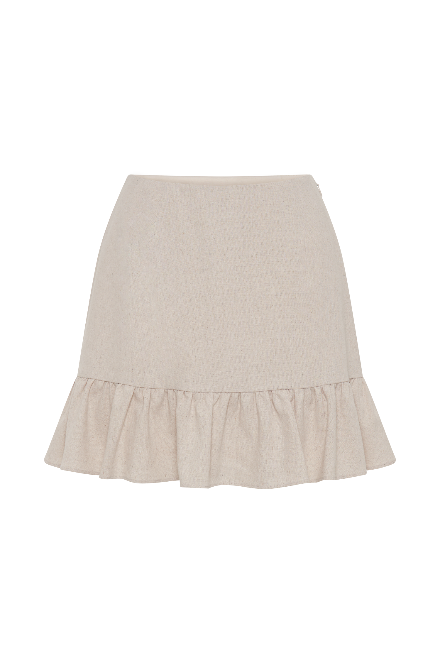 Levauro Delfina Fırfırlı Keten Mini Etek - Naturel